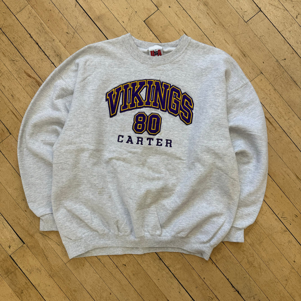 Vintage Minnesota Vikings Carter Embroidered Crewneck Sz L