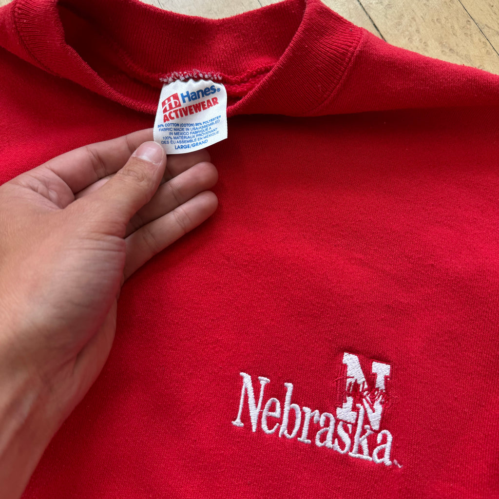 Vintage Nebraska Huskers Embroidered Crewneck Sz L
