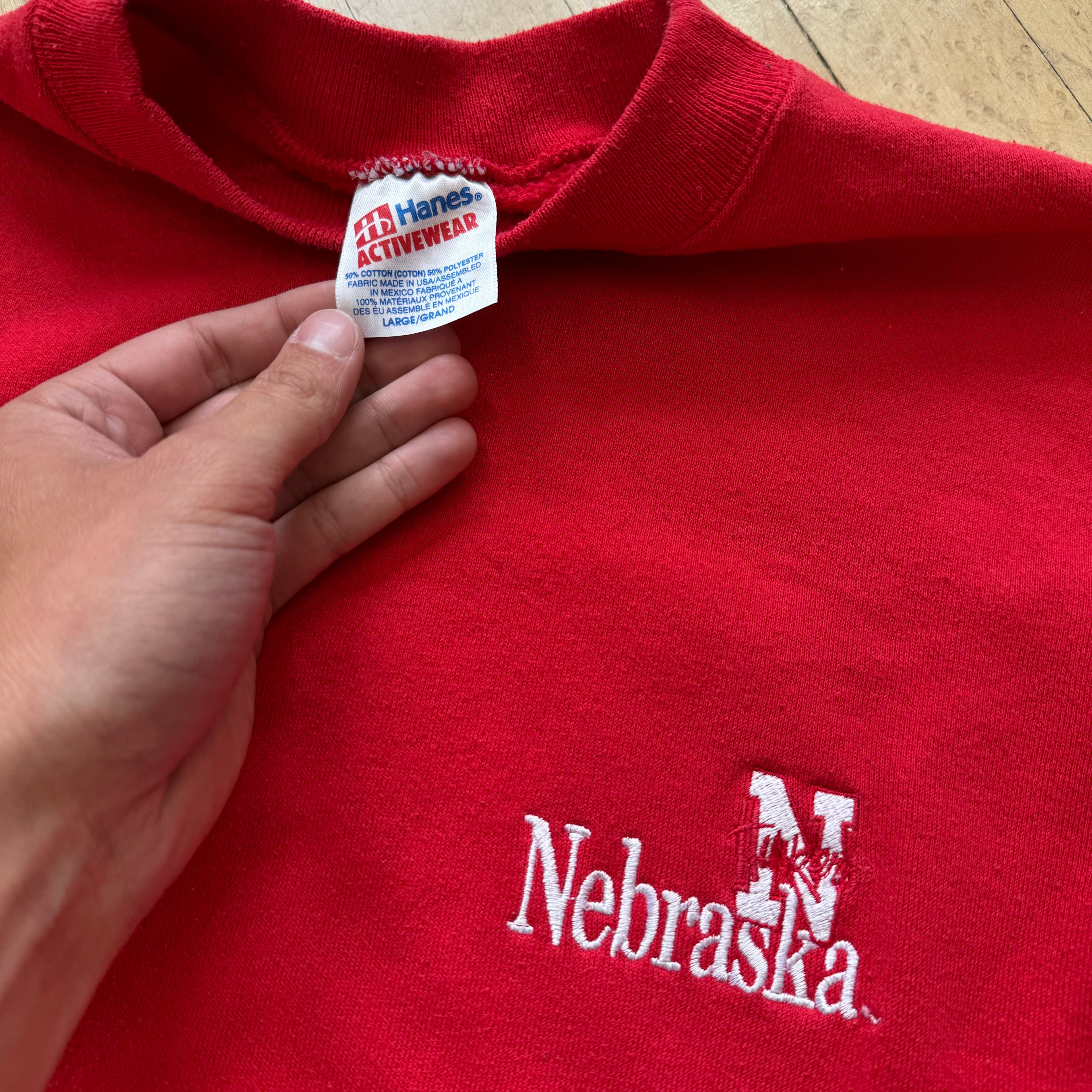 Vintage Nebraska Huskers Embroidered Crewneck Sz L