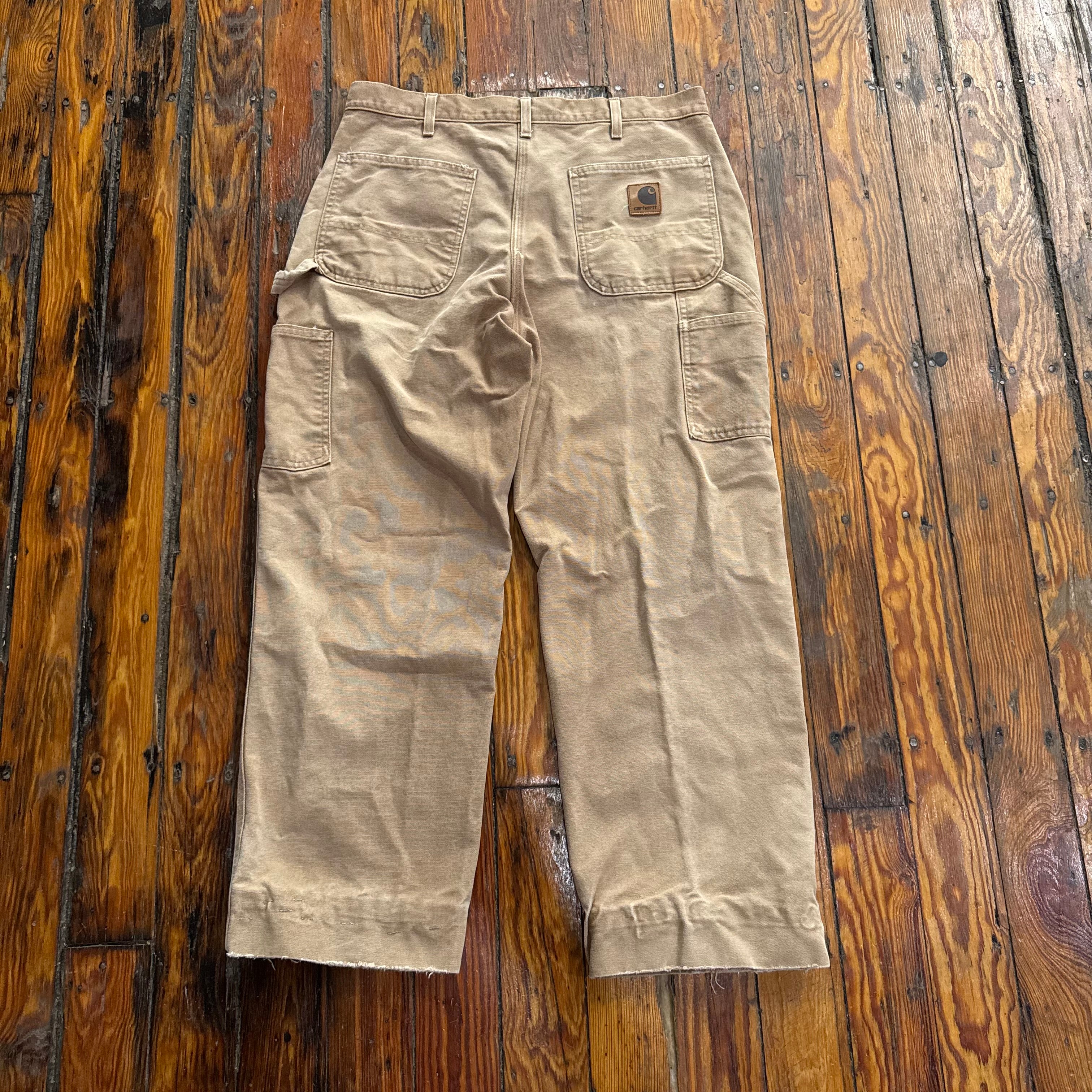 Vintage Carhartt Denim Khaki Jeans Sz 34x30