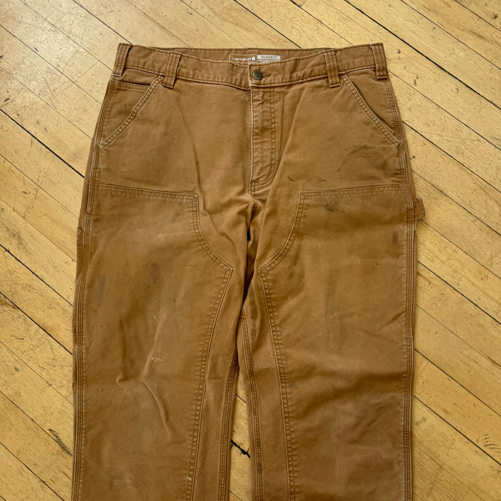2000s Carhartt Khaki Double Knee denim Jeans Sz 34x34