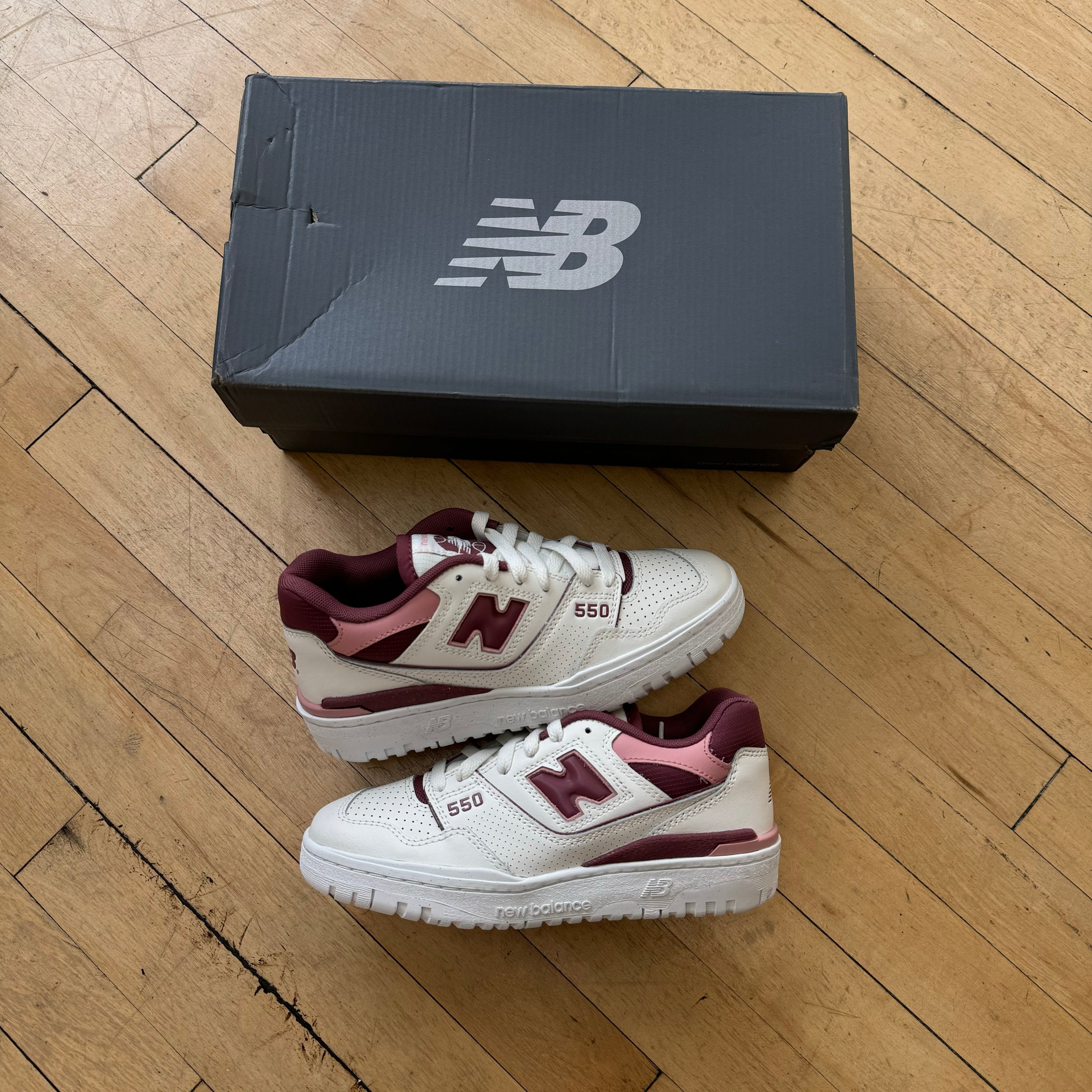 New Balance 550 PNK/BURG Sz 6.5w (DS)
