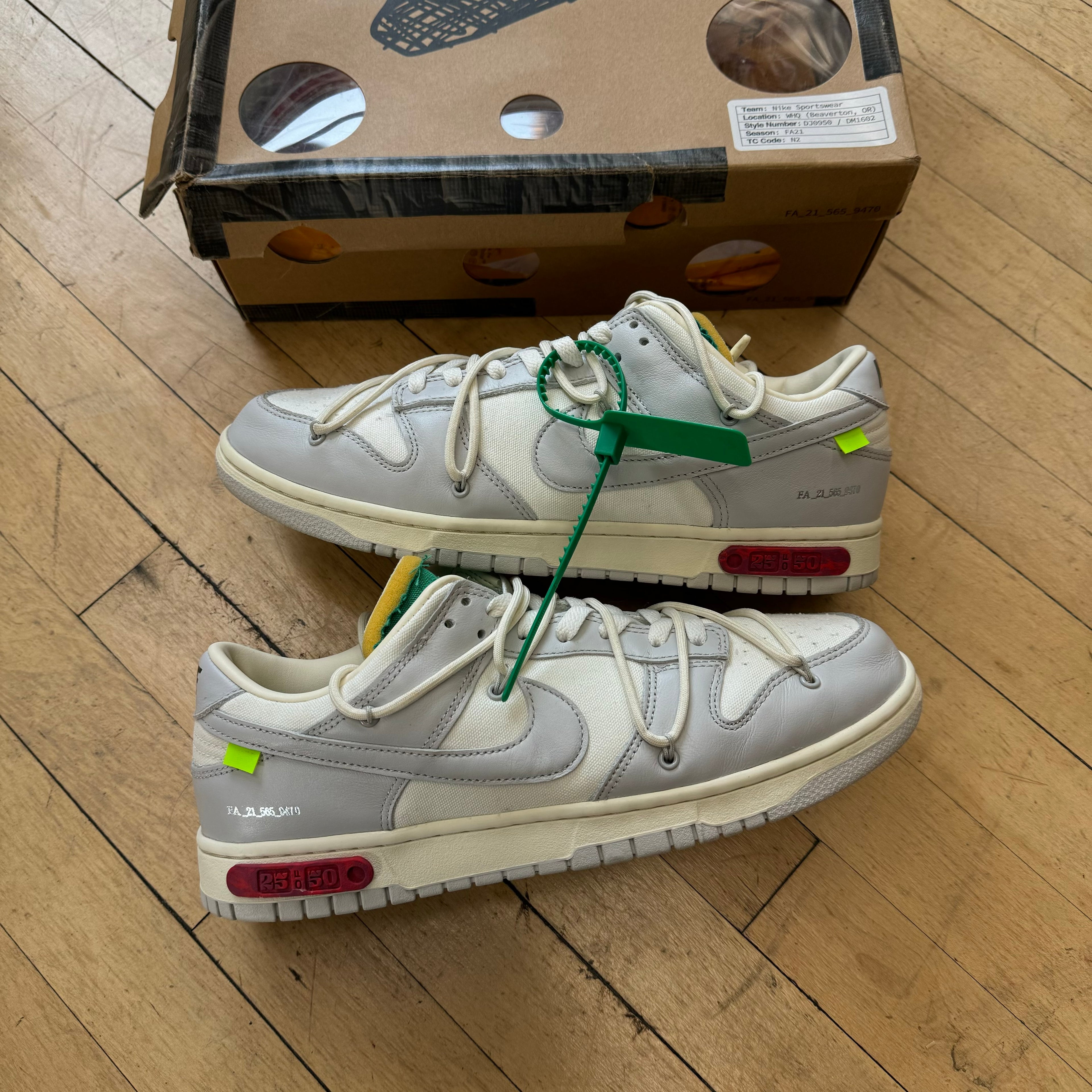 Nike Dunk Low Off-white Lot 25/50 Sz 12