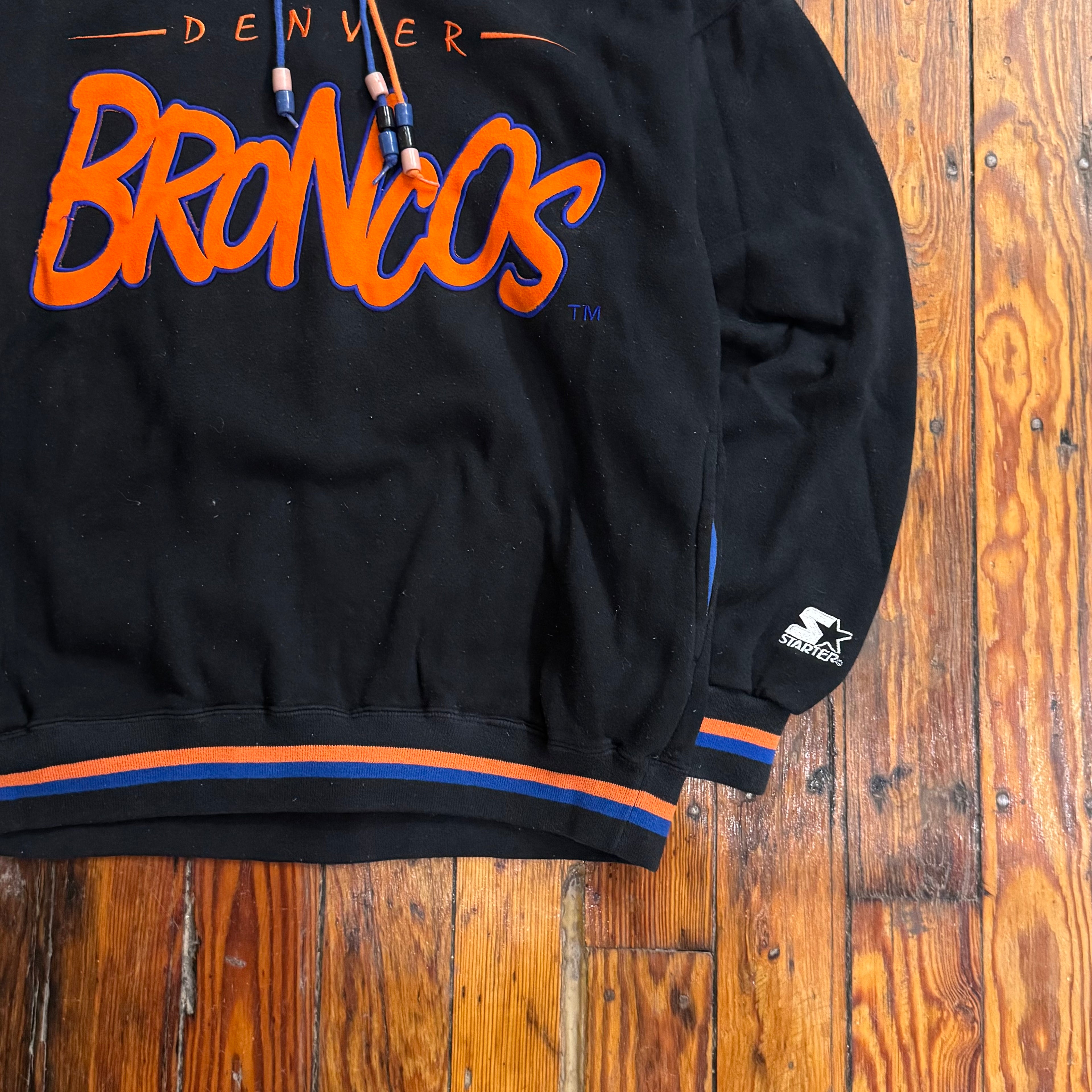 Vintage Starter Denver Broncos Double Hood Hoodie Sz L
