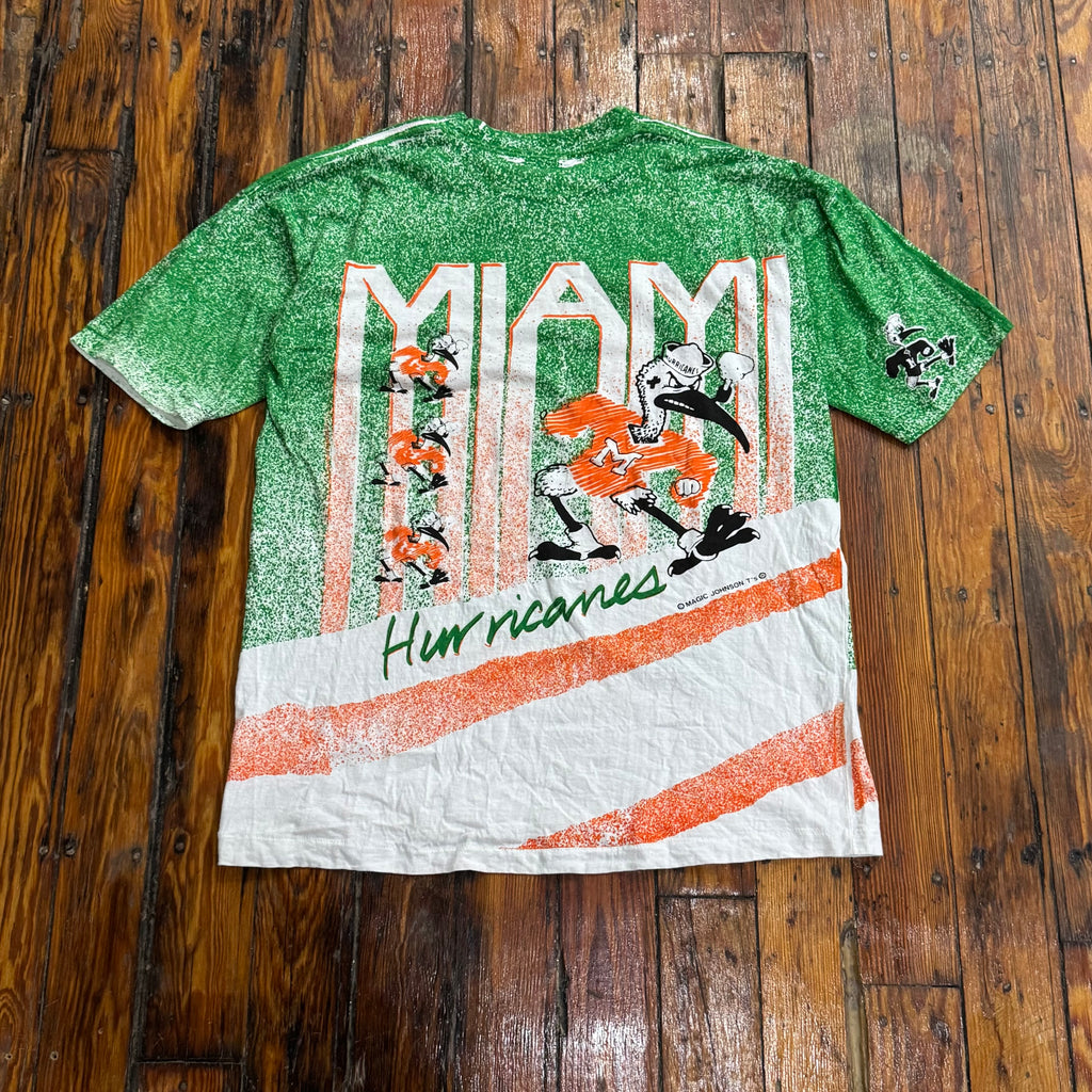 Vintage Magic Johnson AOP Miami Hurricanes T-shirt Sz L