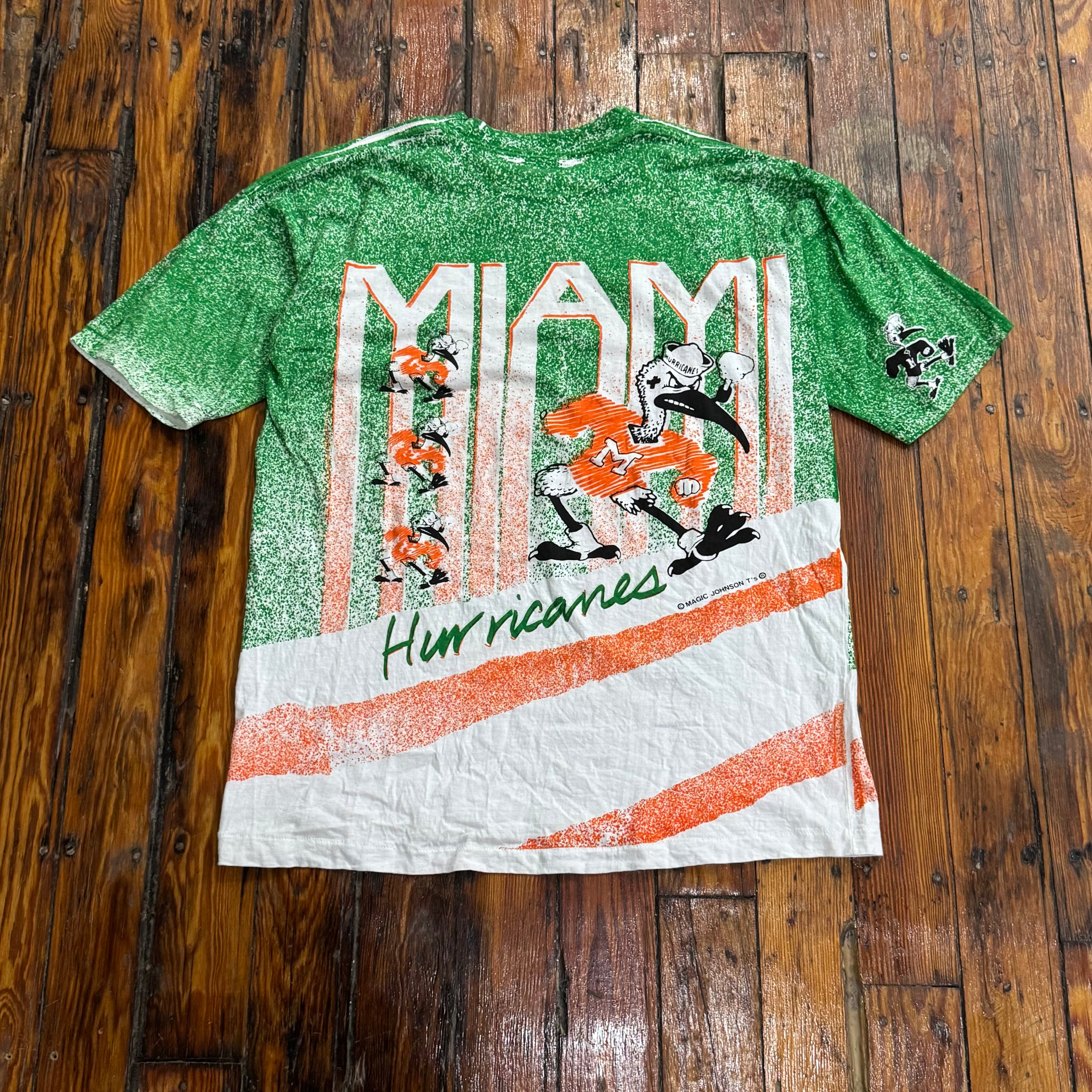 Vintage Magic Johnson AOP Miami Hurricanes T-shirt Sz L
