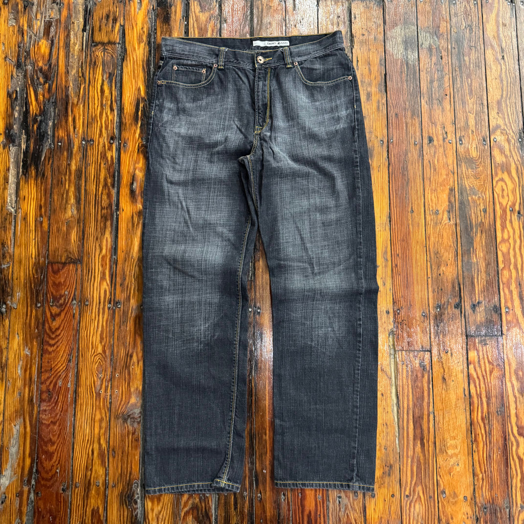 Y2K DKNY Faded Black Denim Jeans Sz 36x34