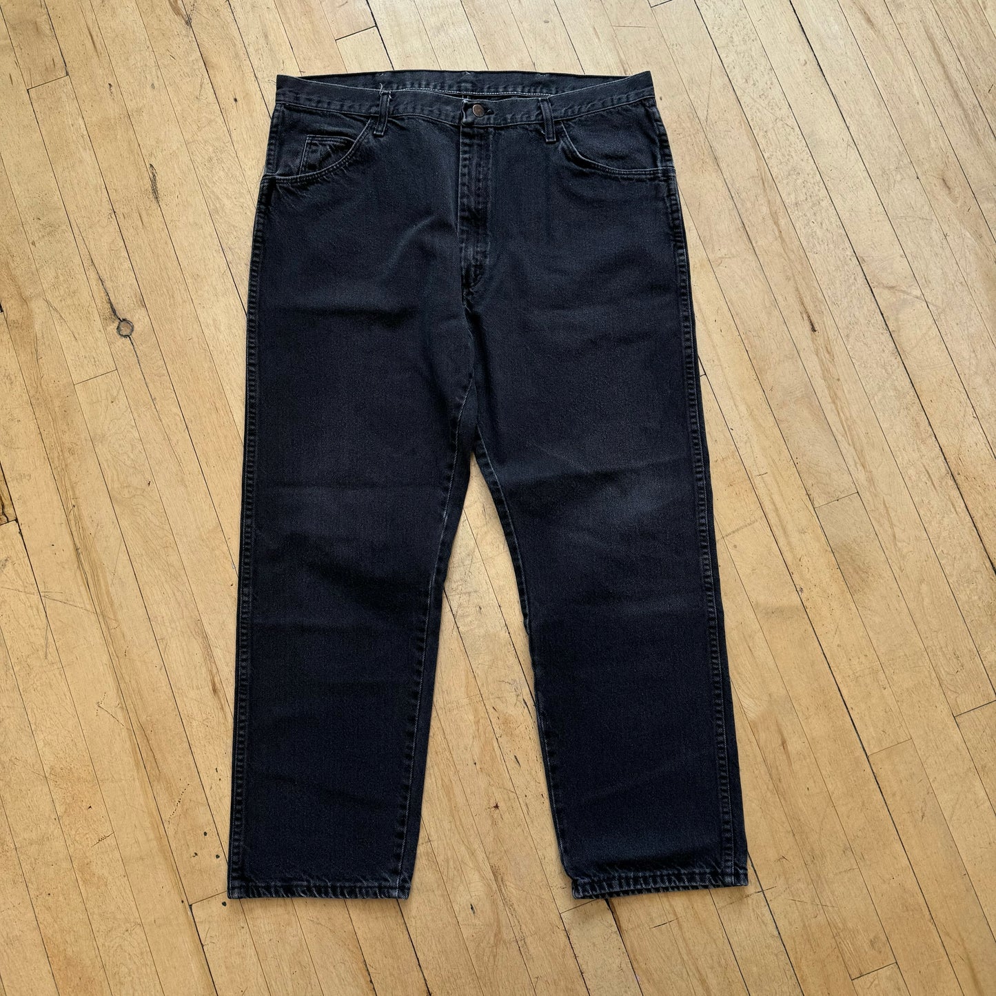 Vintage Rustler Black Wash Denim Jeans Sz 40x32