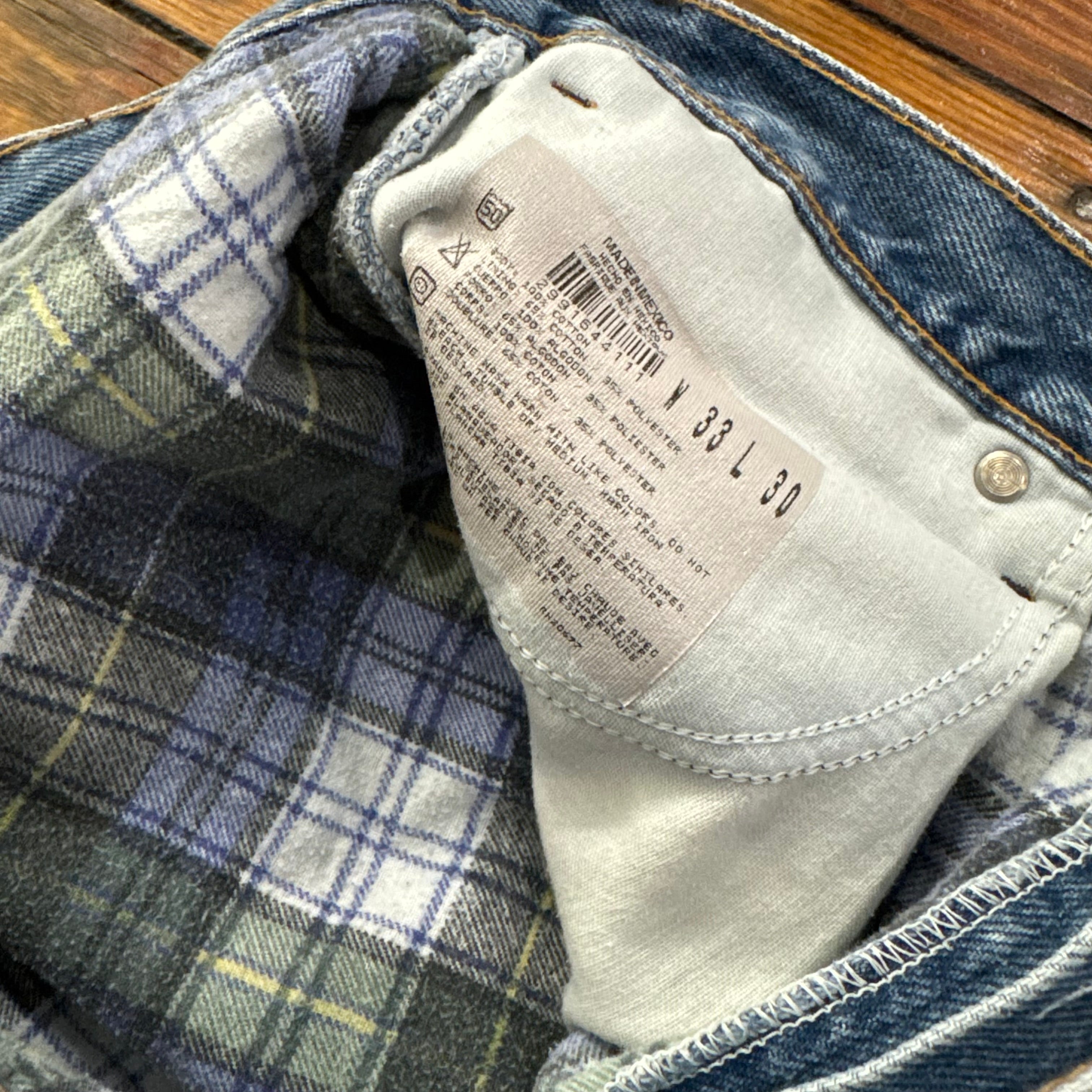 Vintage Flannel lined Dickies Denim Jeans Sz 33 X 30