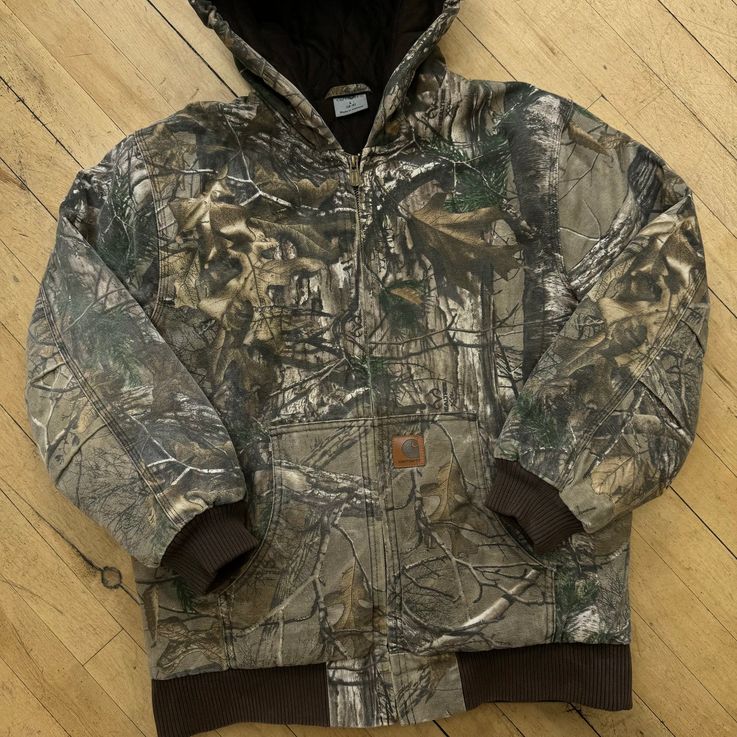 Vintage Camo RealTree Carhartt Hooded Jacket Sz YTH L