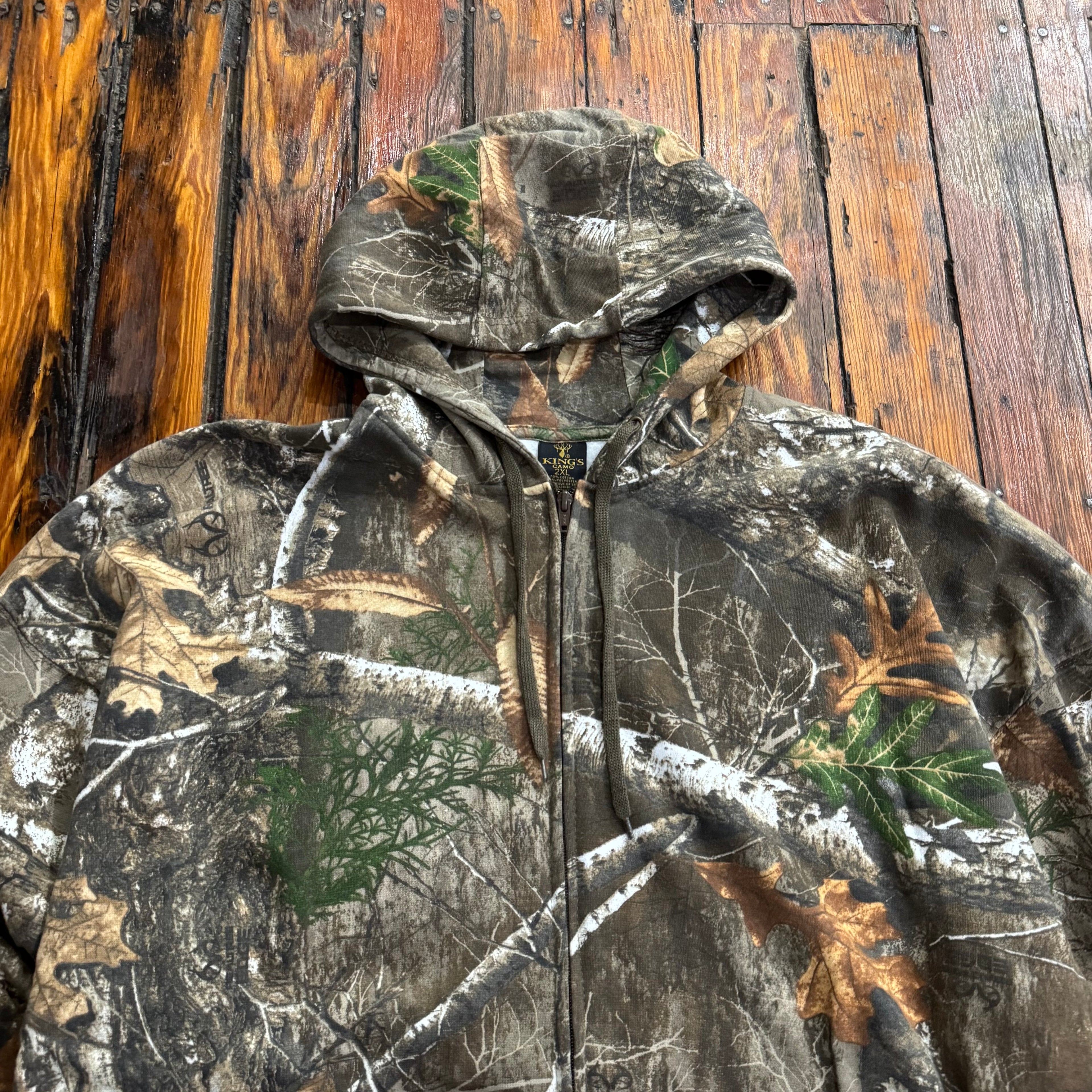 Vintage Kings Camo Zip-Up Hoodie Sz XXL