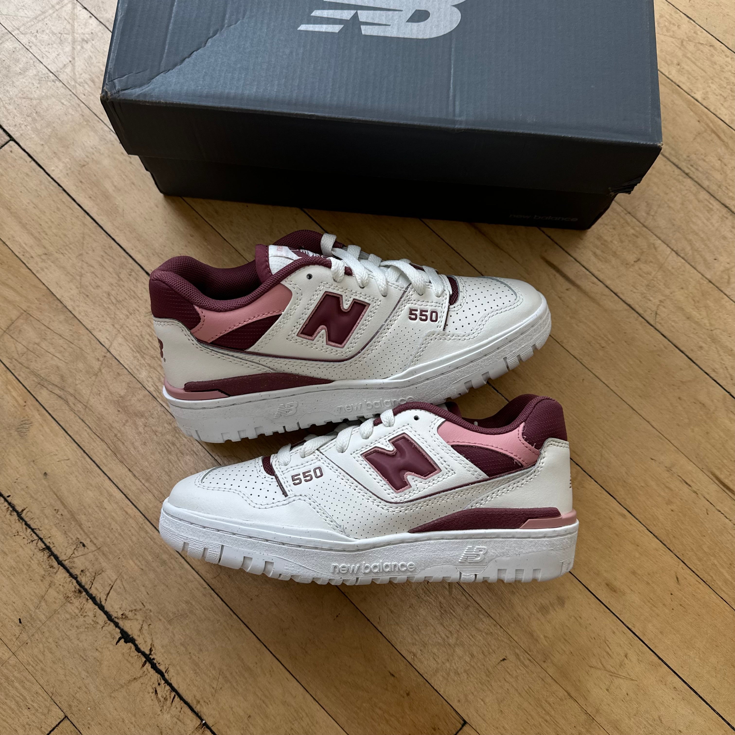 New Balance 550 PNK/BURG Sz 6.5w (DS)