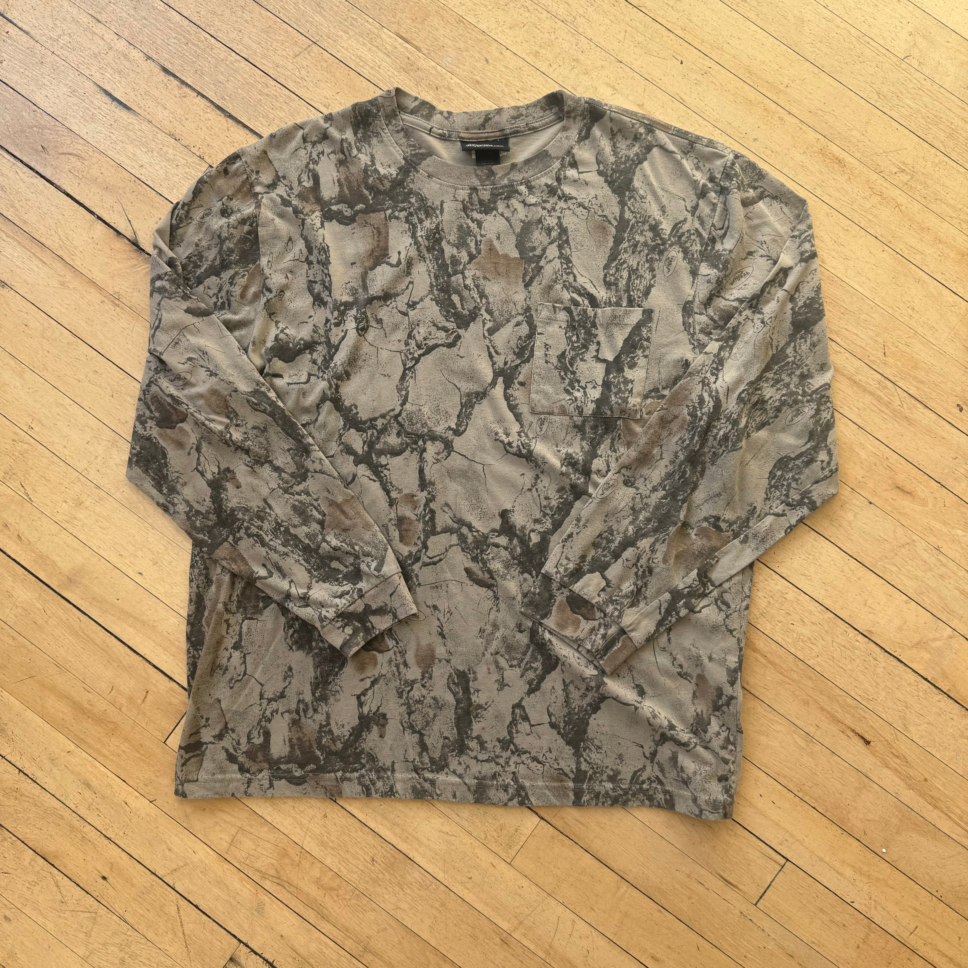 Vntg Rock Camo Long Sleeve T-shirt Sz XL