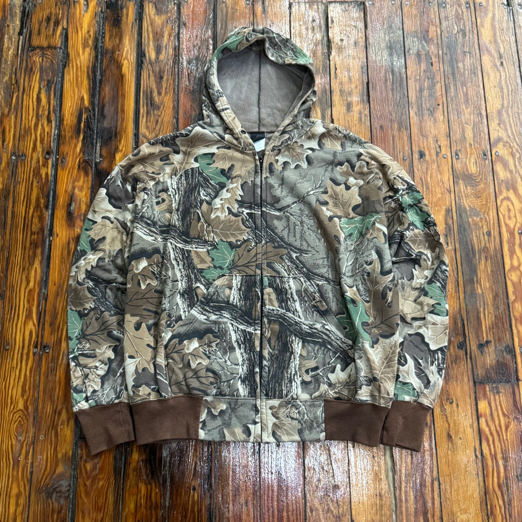 Vintage Camo Zip-Up Hoodie Sz L