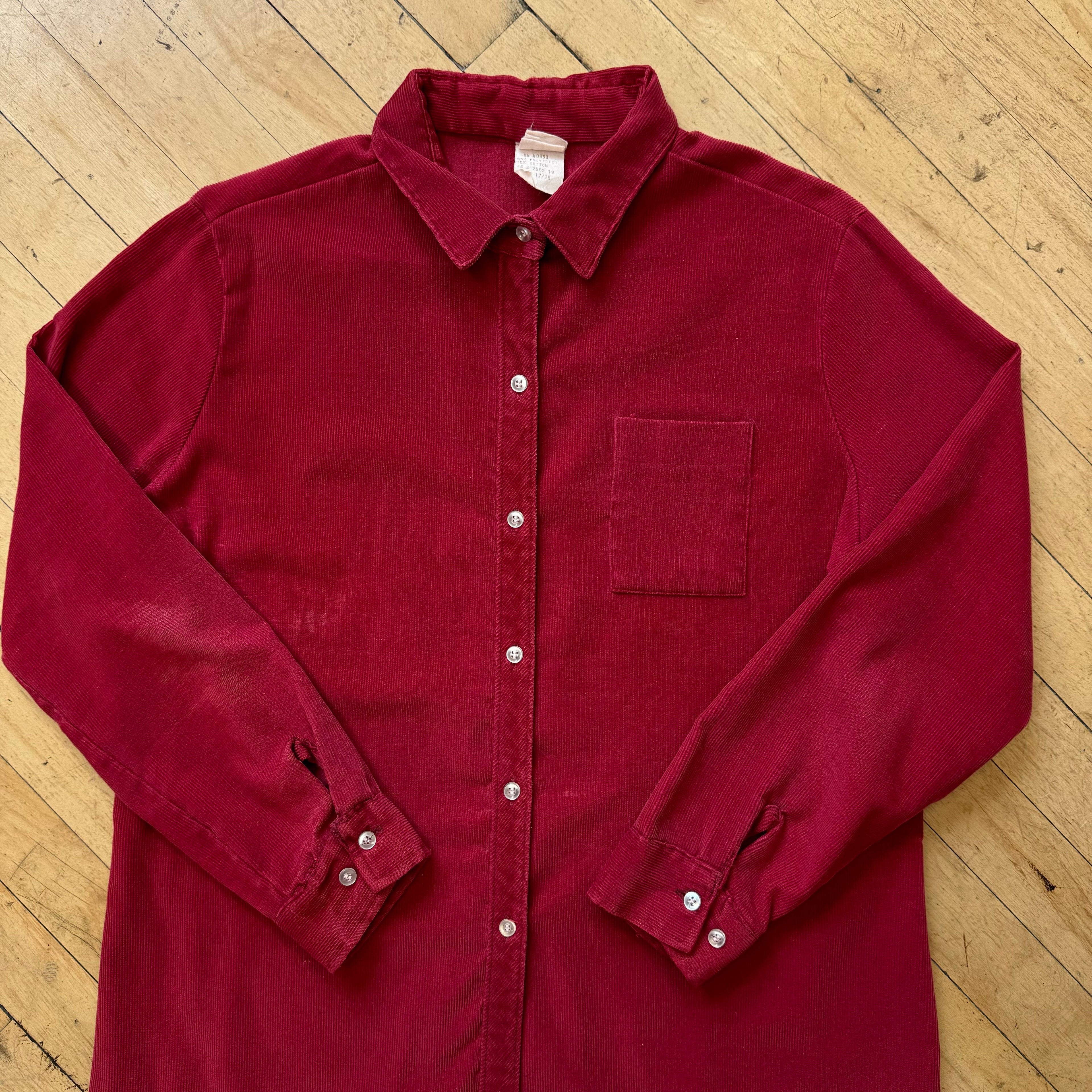 Vintage Corduroy Button Up T-shirt Sz M