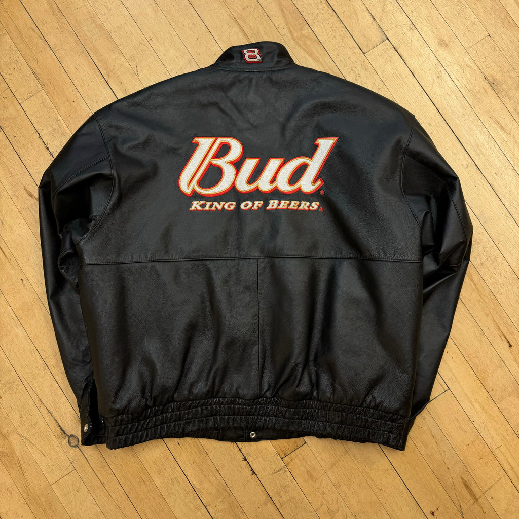 Vintage BudWiser Nascar JH Leather Jacket Sz XXL