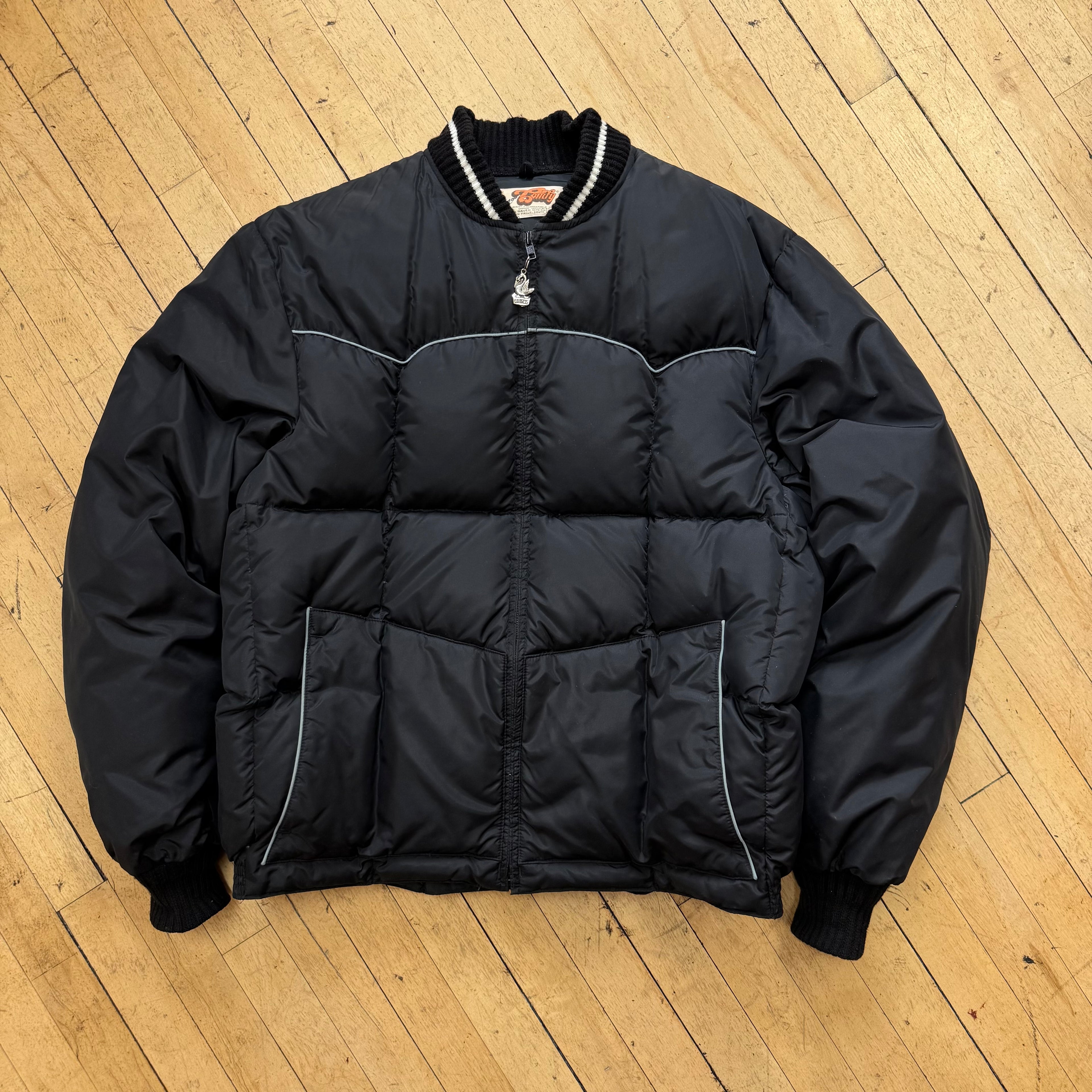 Vintage BLK Goose Down Comfy Puffer Jacket Sz XL