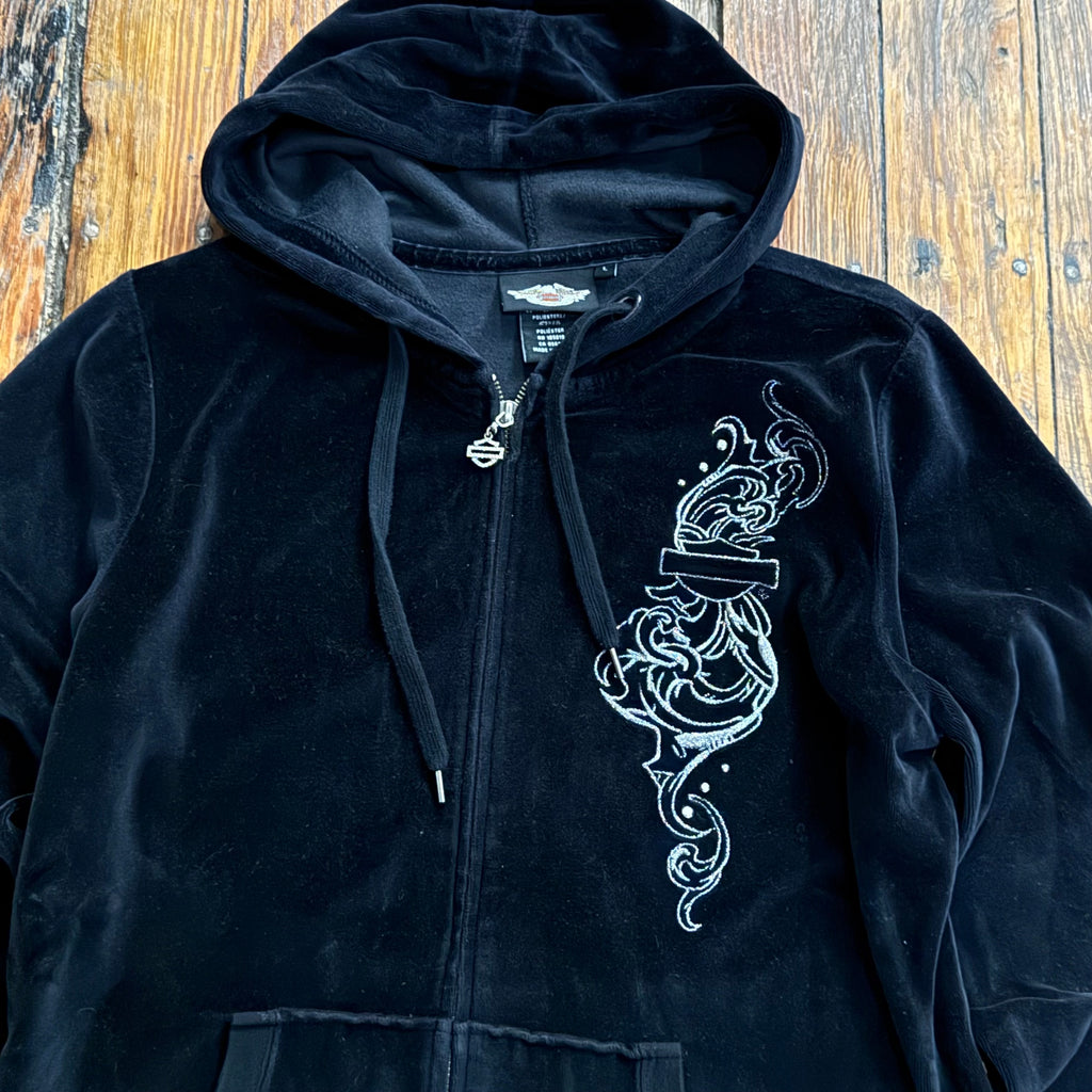 Y2K Velvet Bedazzled Harley Davidson Jacket Sz M