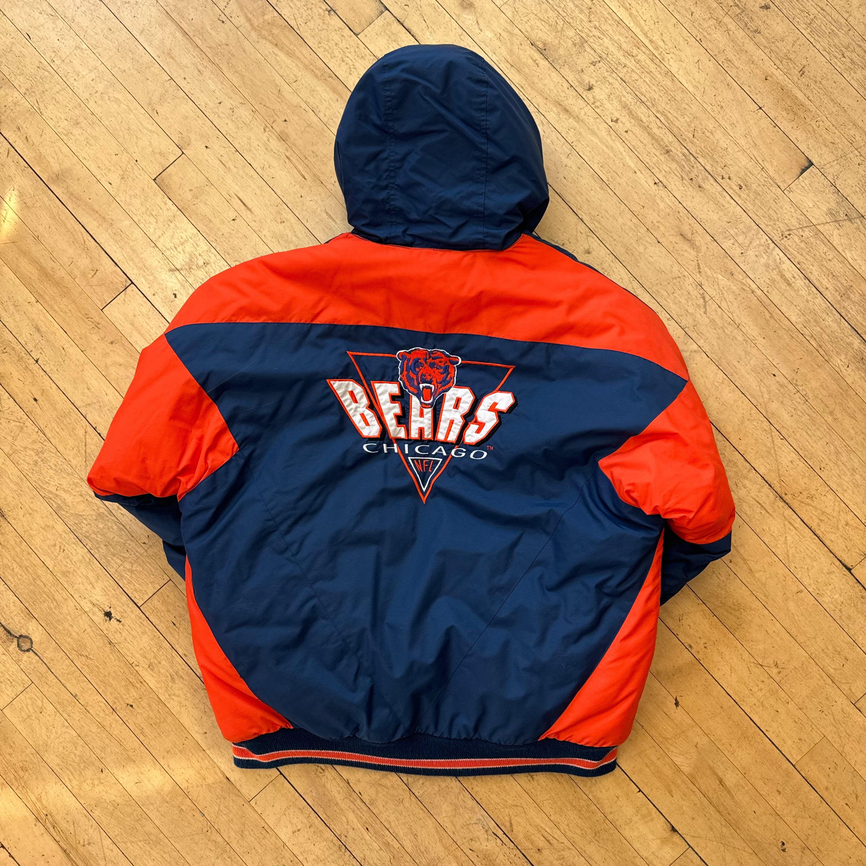 Vintage Logo 7 Chicago Bears Full Zip Hooded Jacket Size L