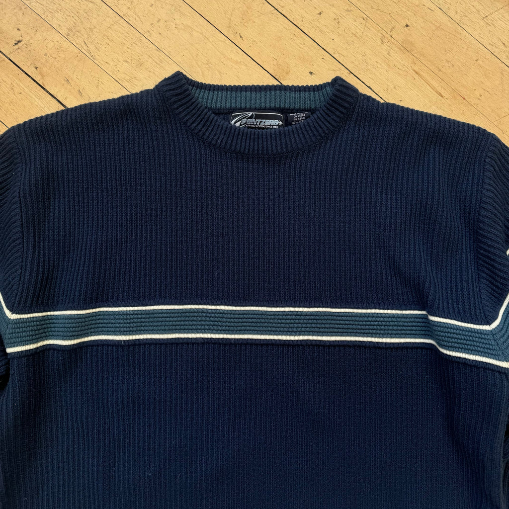 Y2K Navy Point Zero Knit Sweater Sz XL