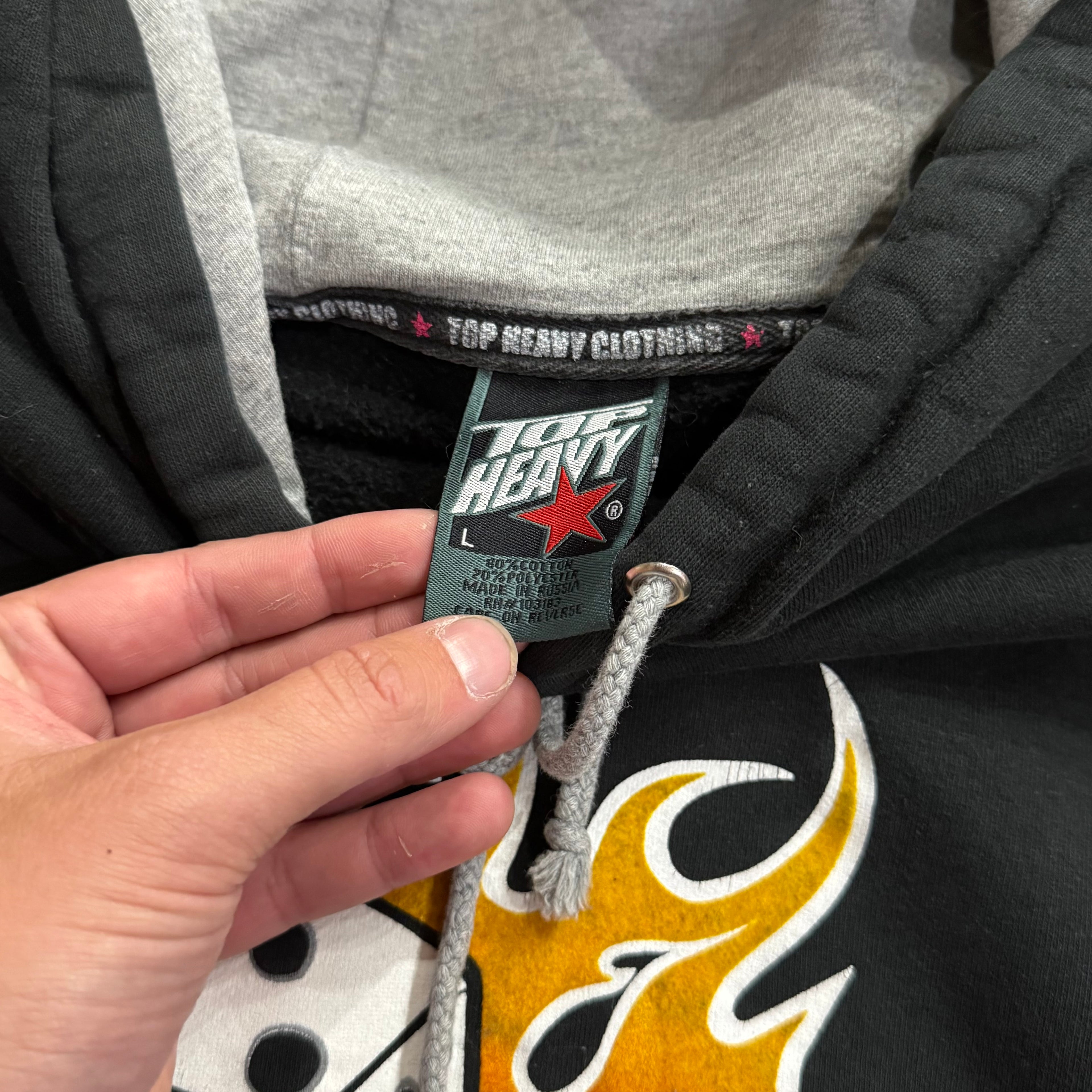 Y2K Flaming Dice Hoodie Sz L
