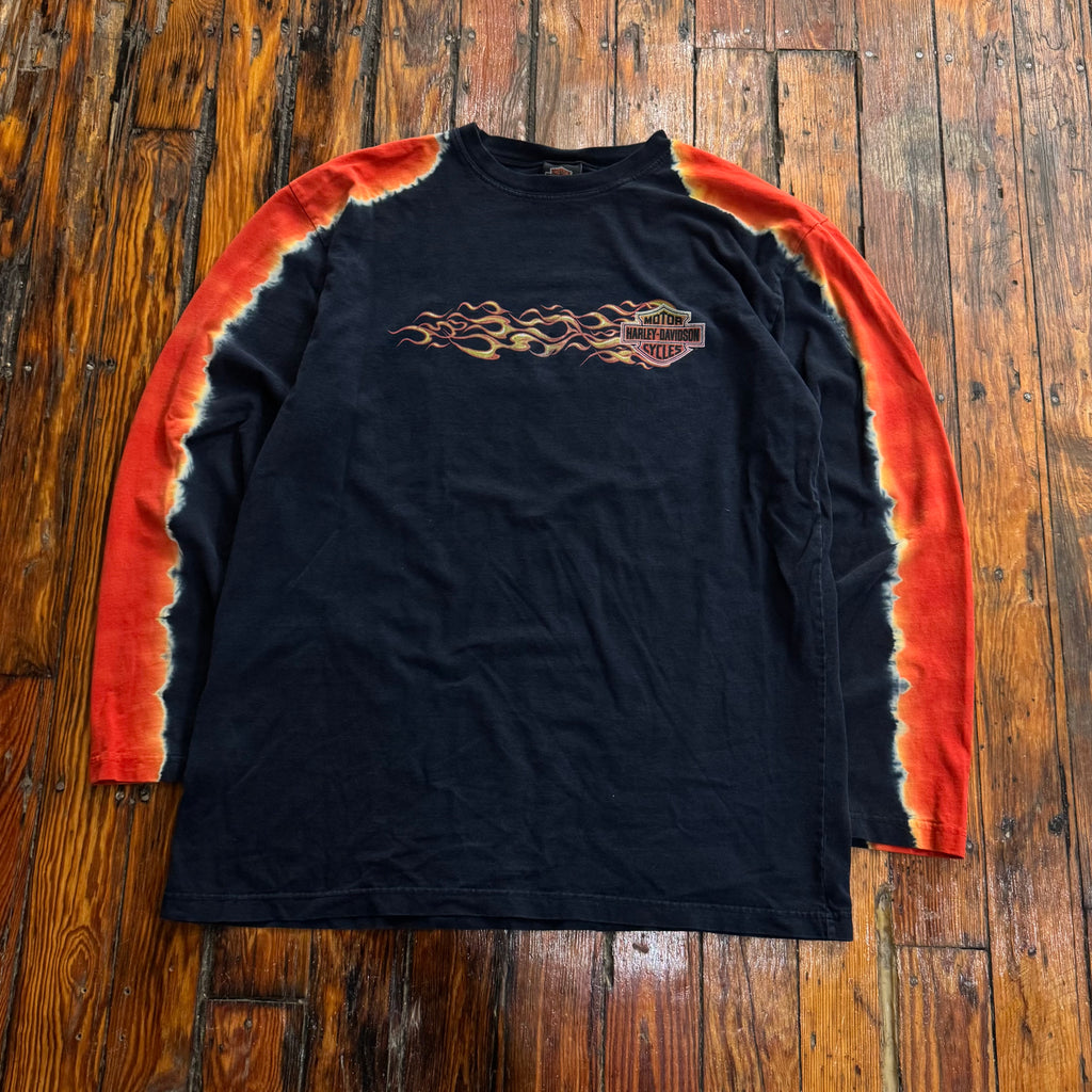 Vintage Harley Davidson Flame Long Sleeve T-shirt Sz L