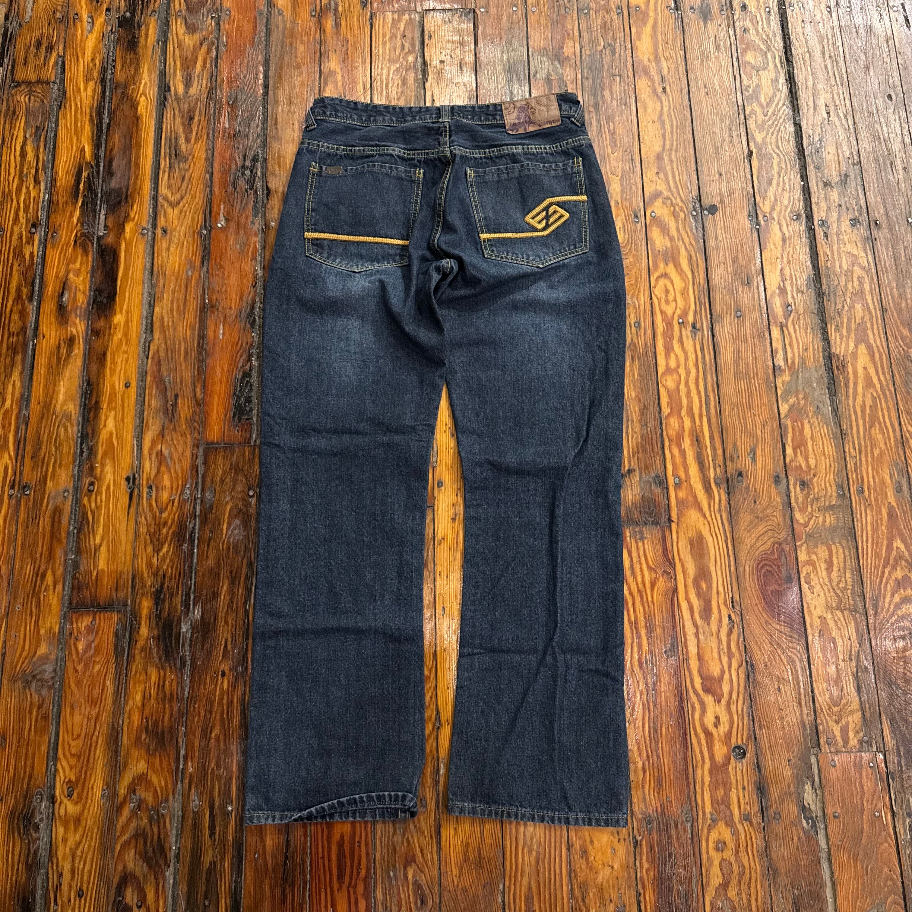 Y2K Enyce Embroidered Denim Jeans Sz 34