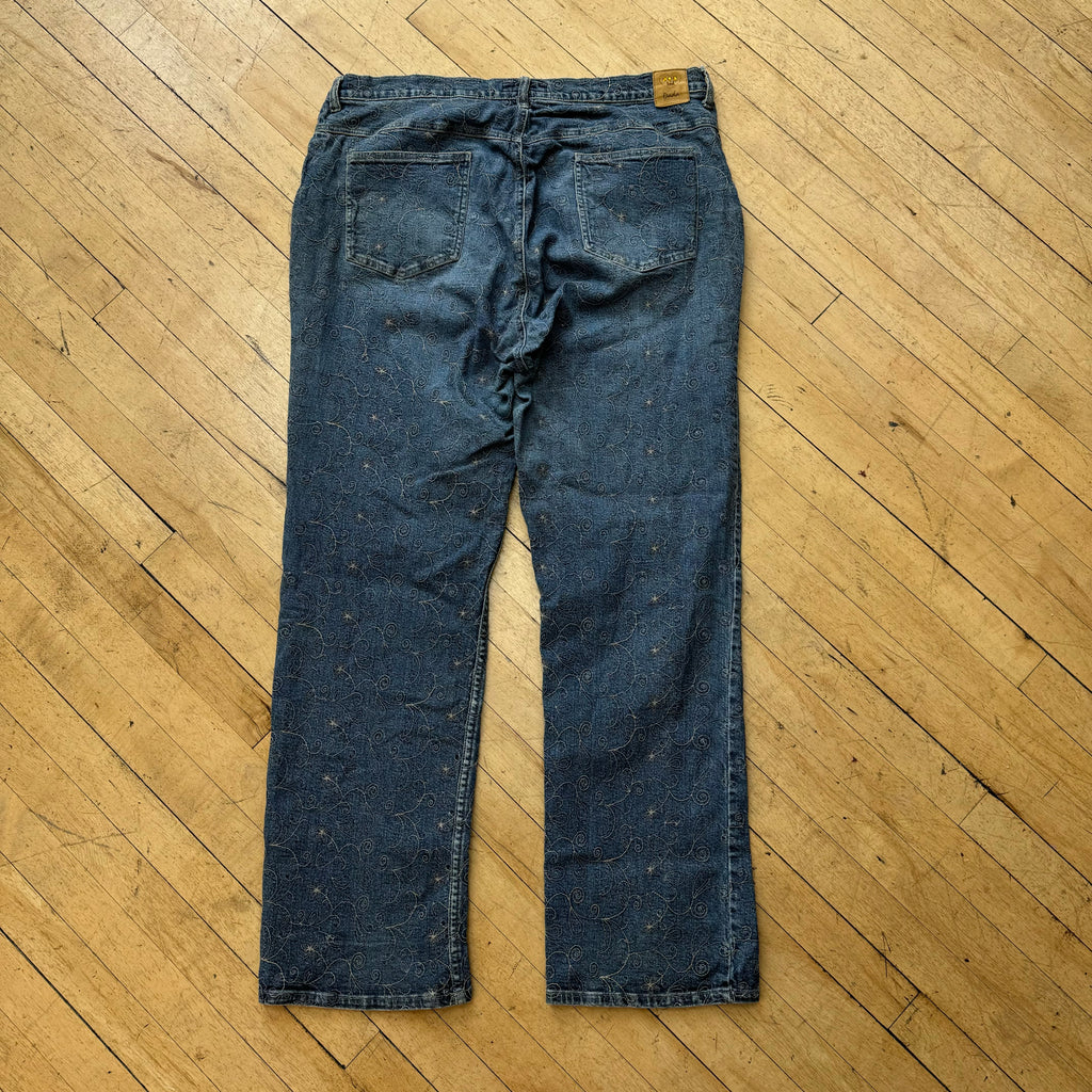 Y2K Dada Embroidered Denim Jeans Sz 38