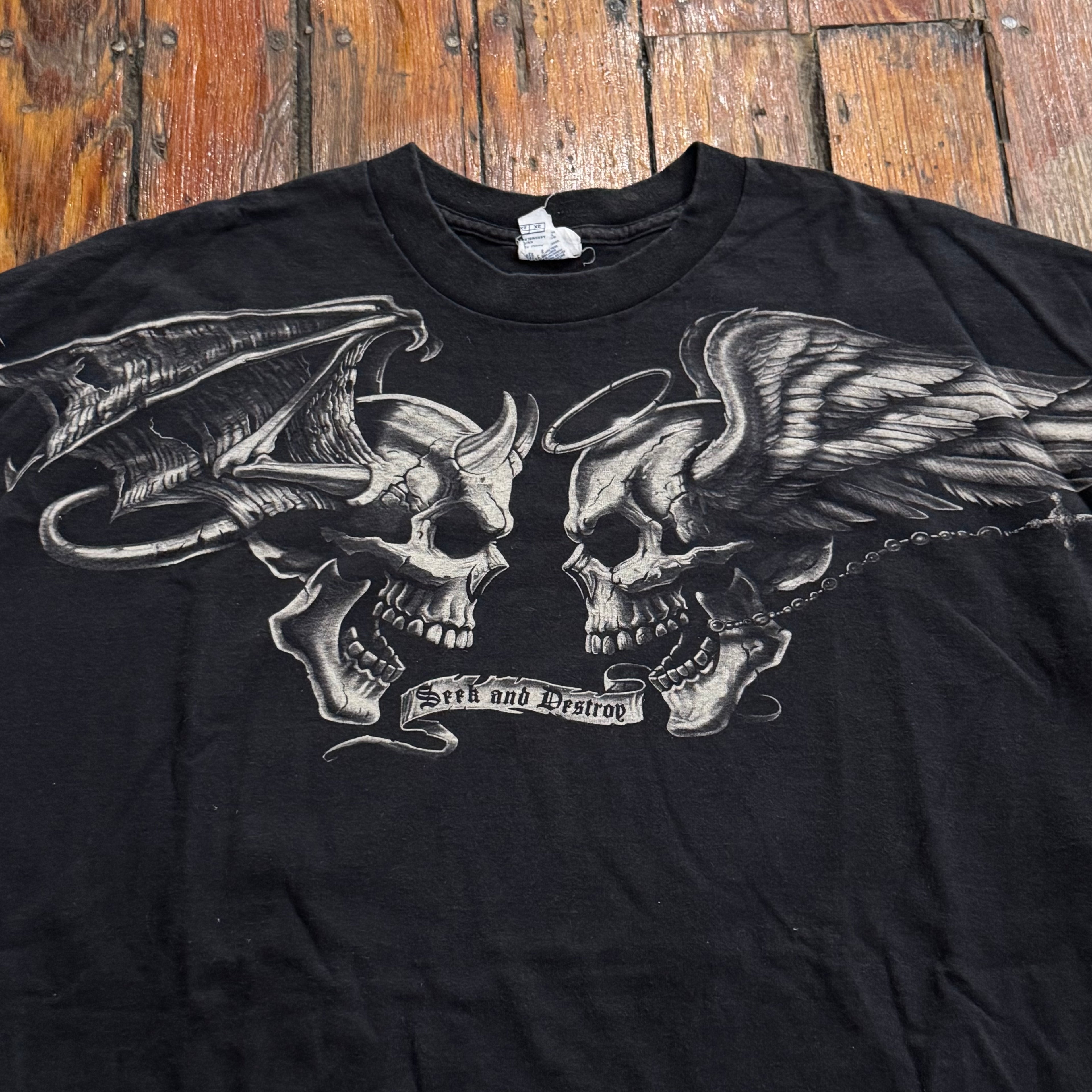 Y2K Seek & Destory Skull T-shirt Sz XL