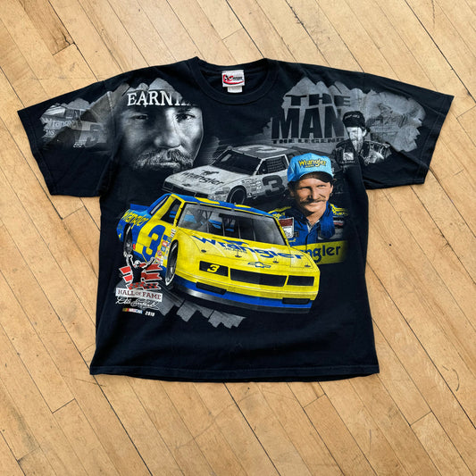 Vintage Y2K Wrangler Nascar AOP T-shirt Sz XL