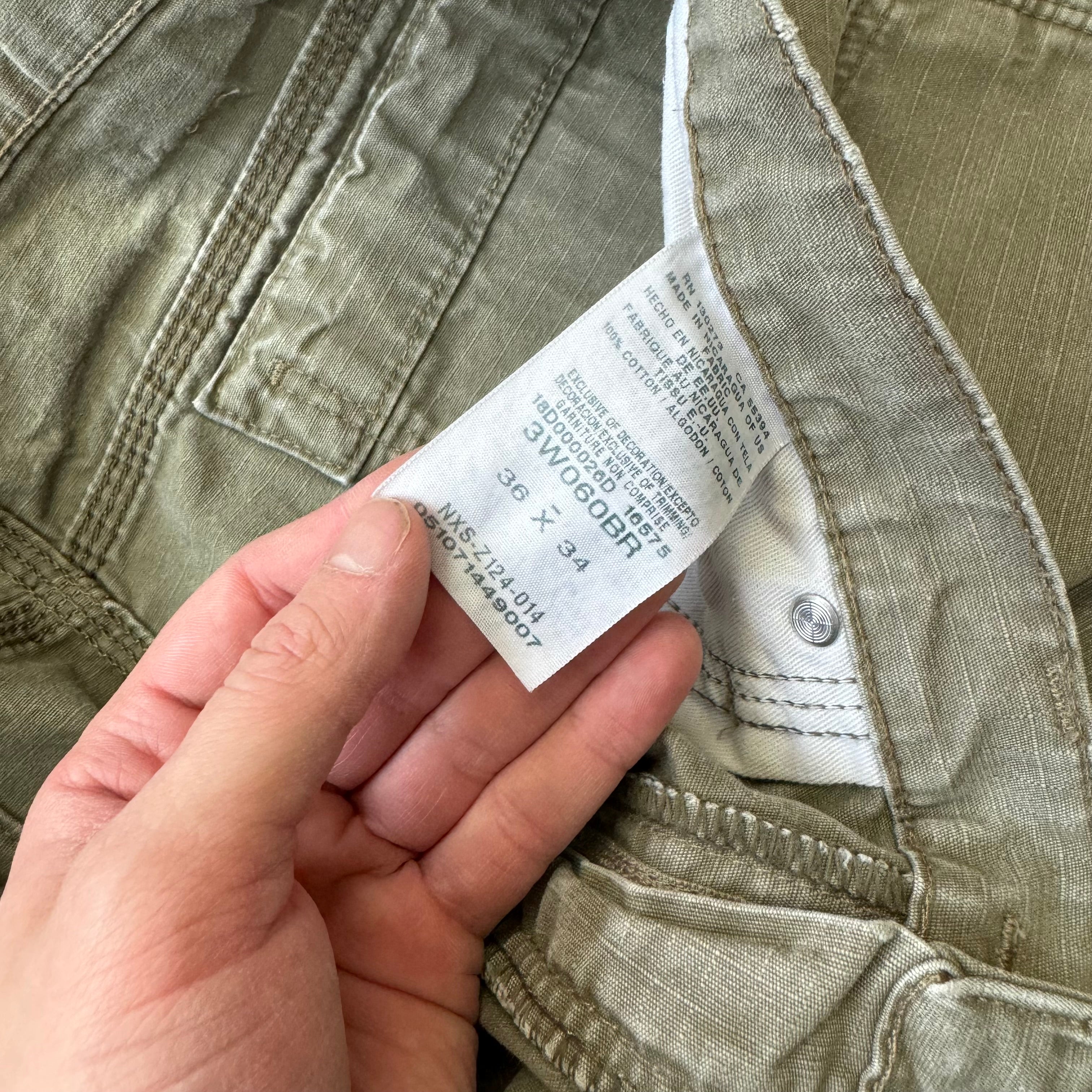 Vintage Olive Wrangler Riggs Cargo Pants Sz 36x34