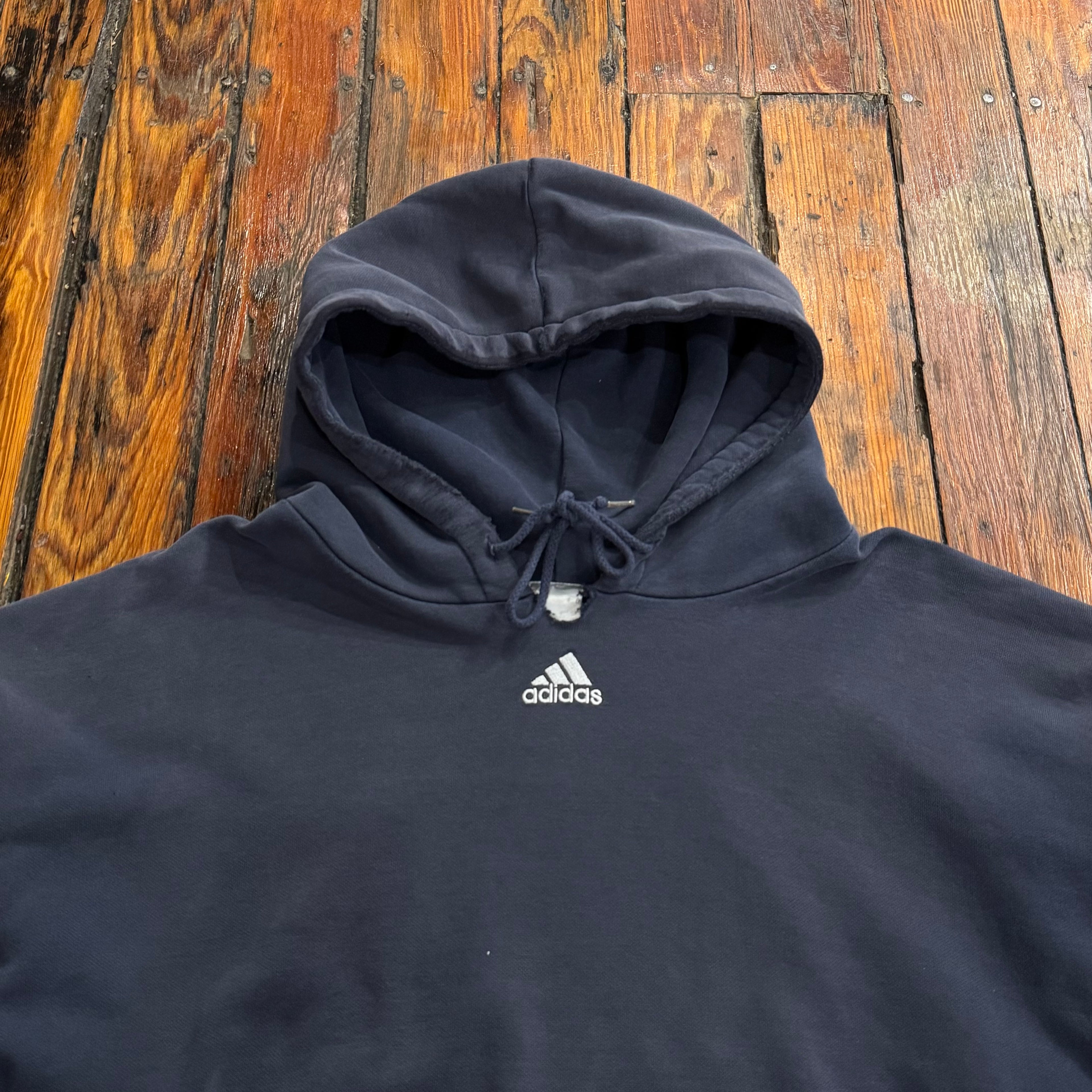 Vintage Simple Adidas Logo Hoodie Sz L