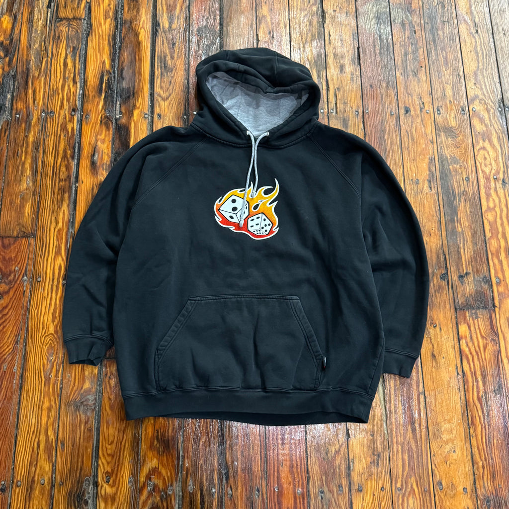 Y2K Flaming Dice Hoodie Sz L