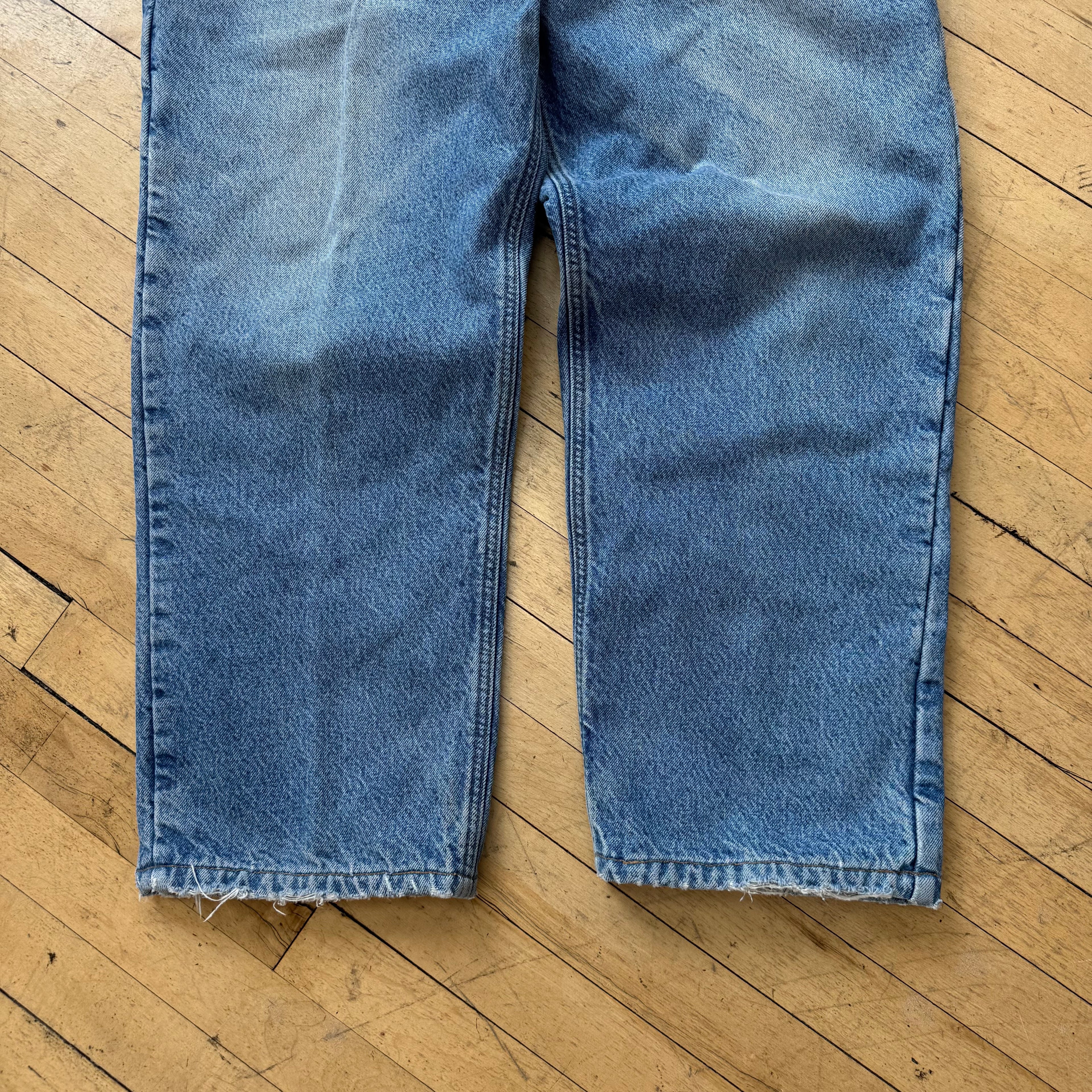 Vintage Faded Carhartt Plaid Lined Denim Jeans Sz 40x32