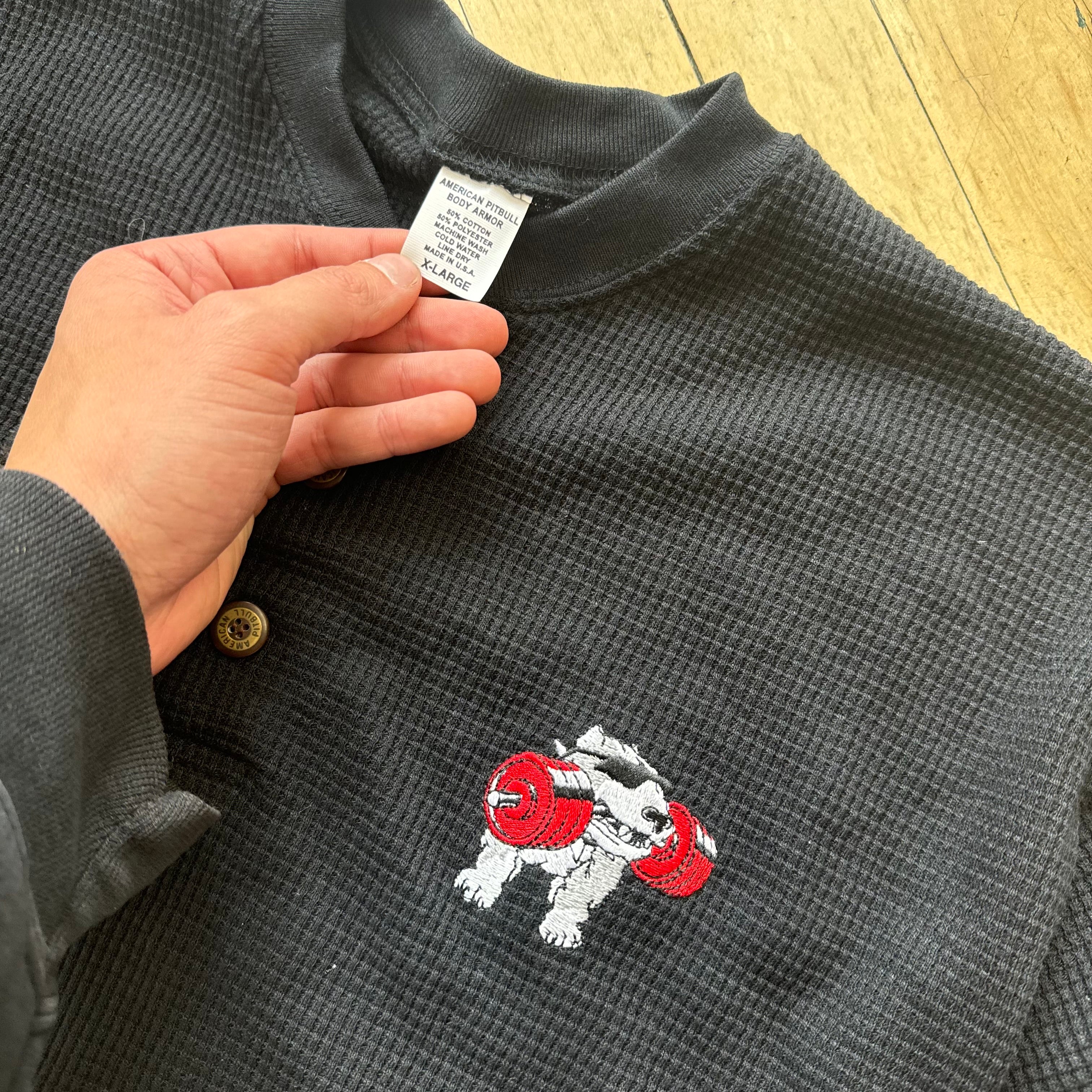 Vintage American Pitbull Body Amour Waffle T-shirt Sz XL