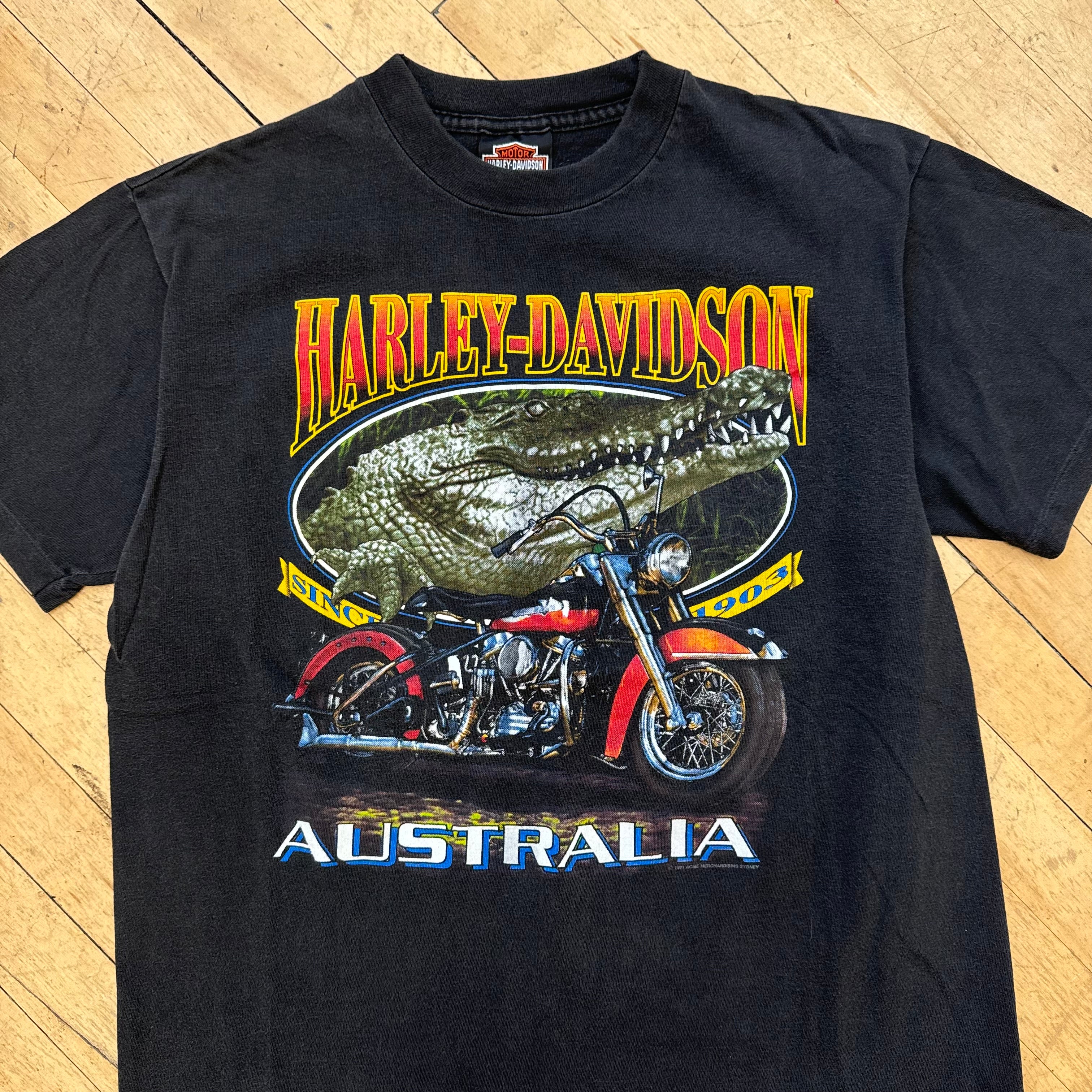 Vintage Harley Davidson Australia Crocodile T-shirt Sz M