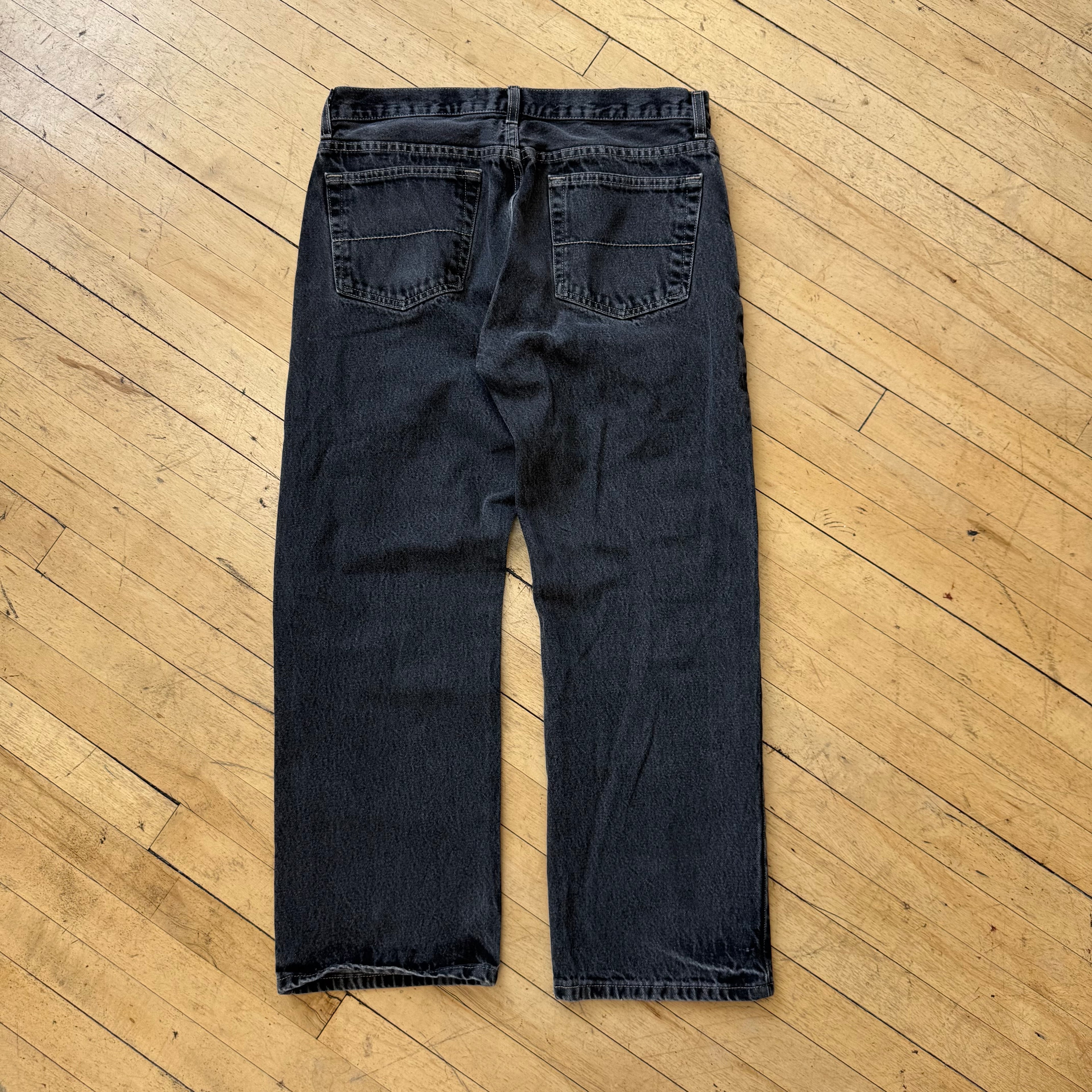 Vintage Faded Black Denim Jeans Sz 34x30