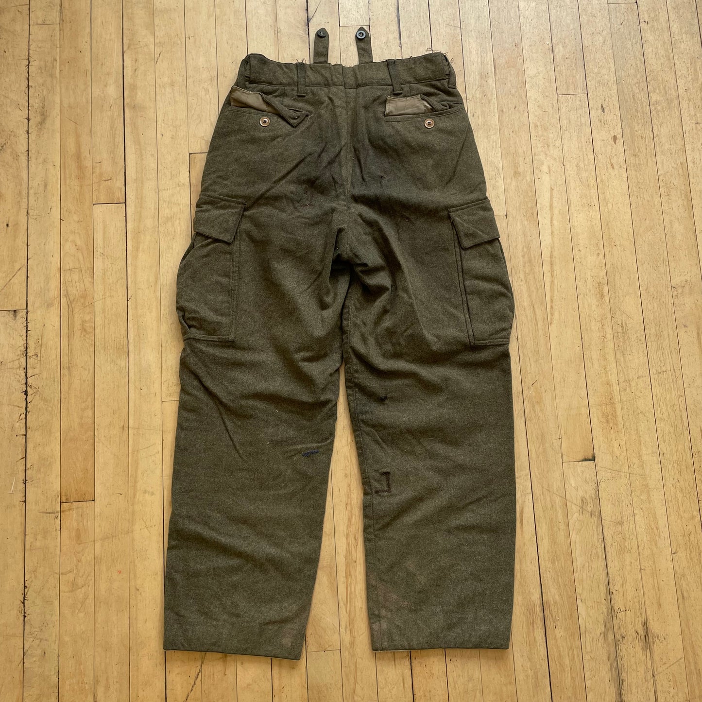 1960s Wool Military Olive Cargo Pants Sz 32x32