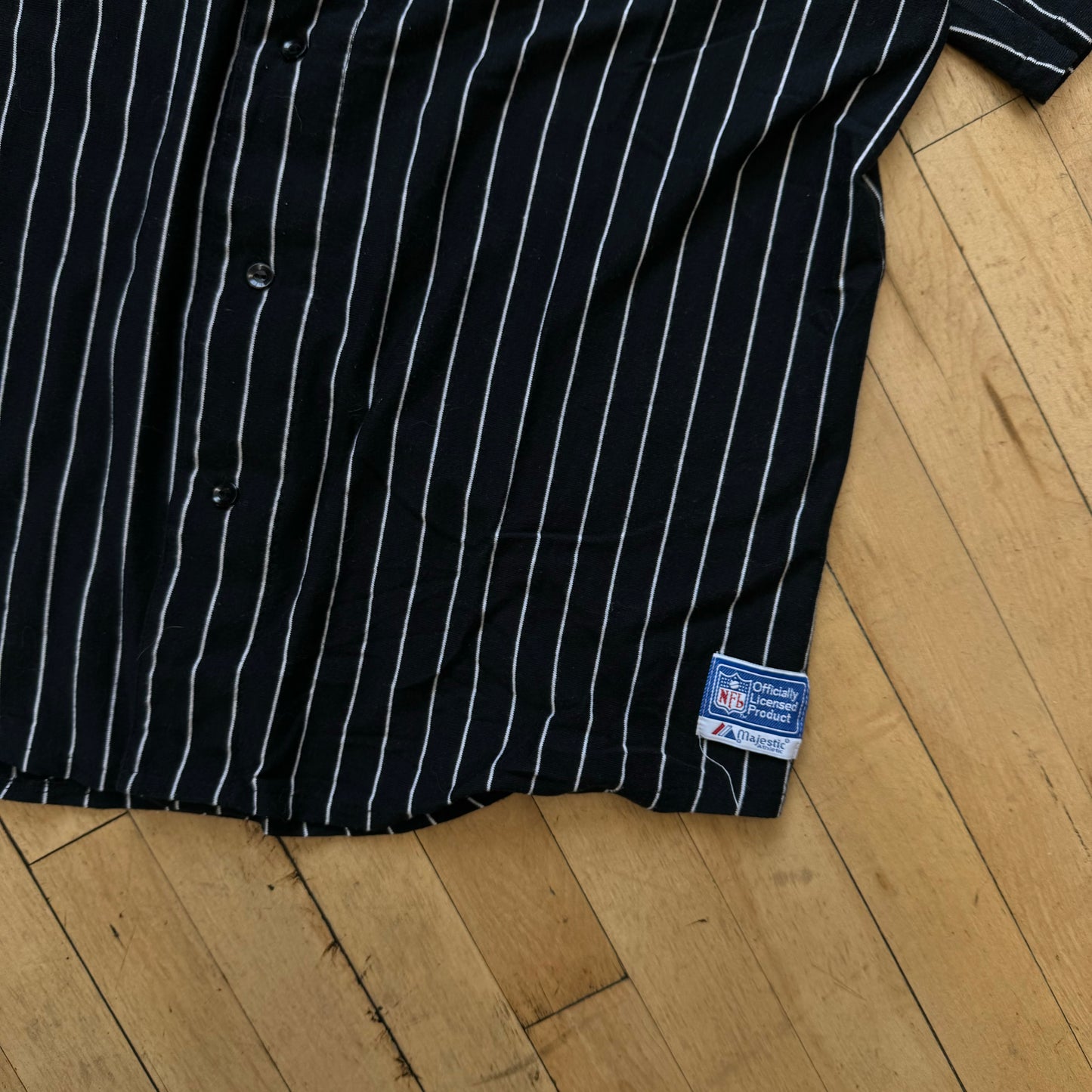 Vintage Majestic Raiders Pin Striped Baseball Jersey Sz XL