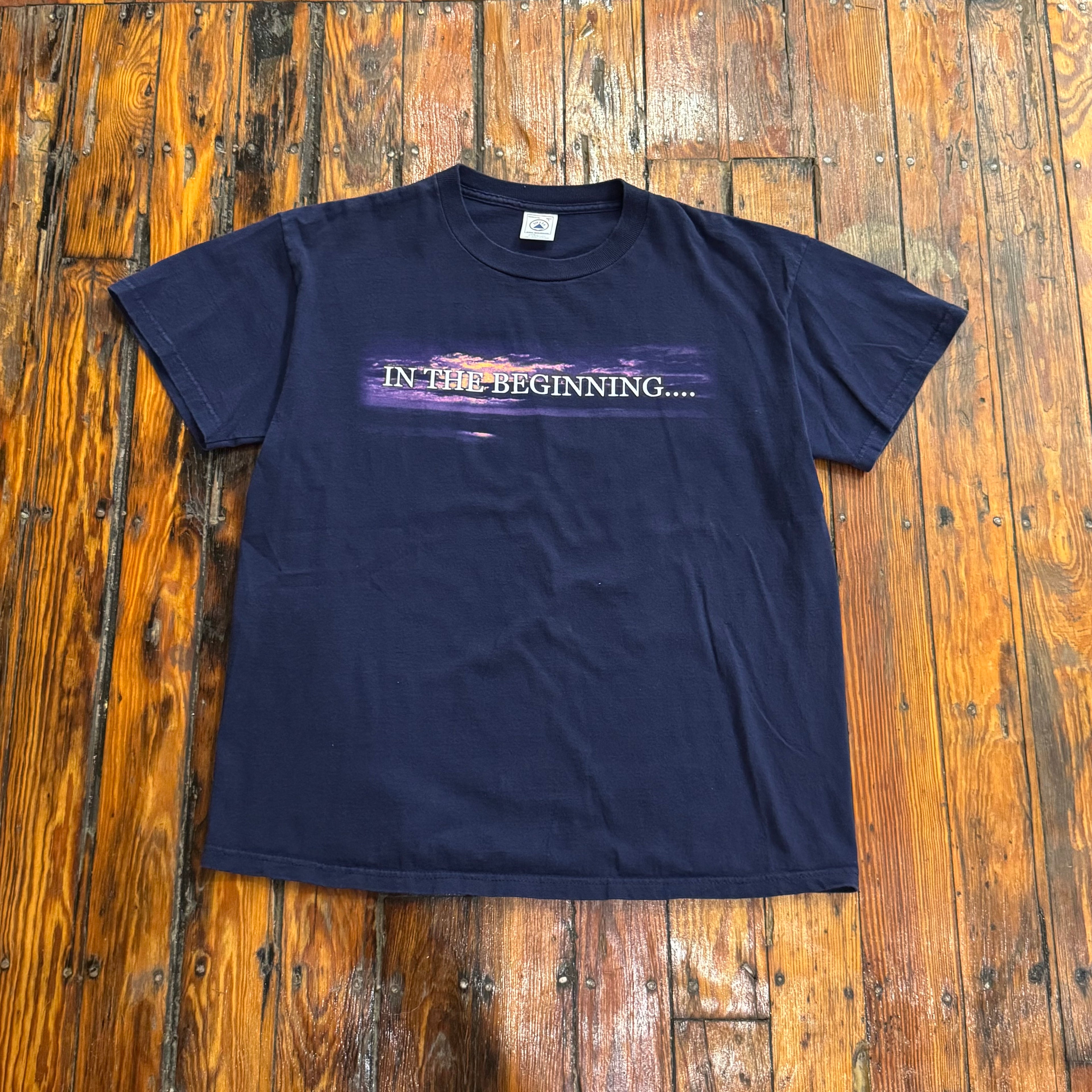 Vintage In the Beginning God T-shirt Sz L