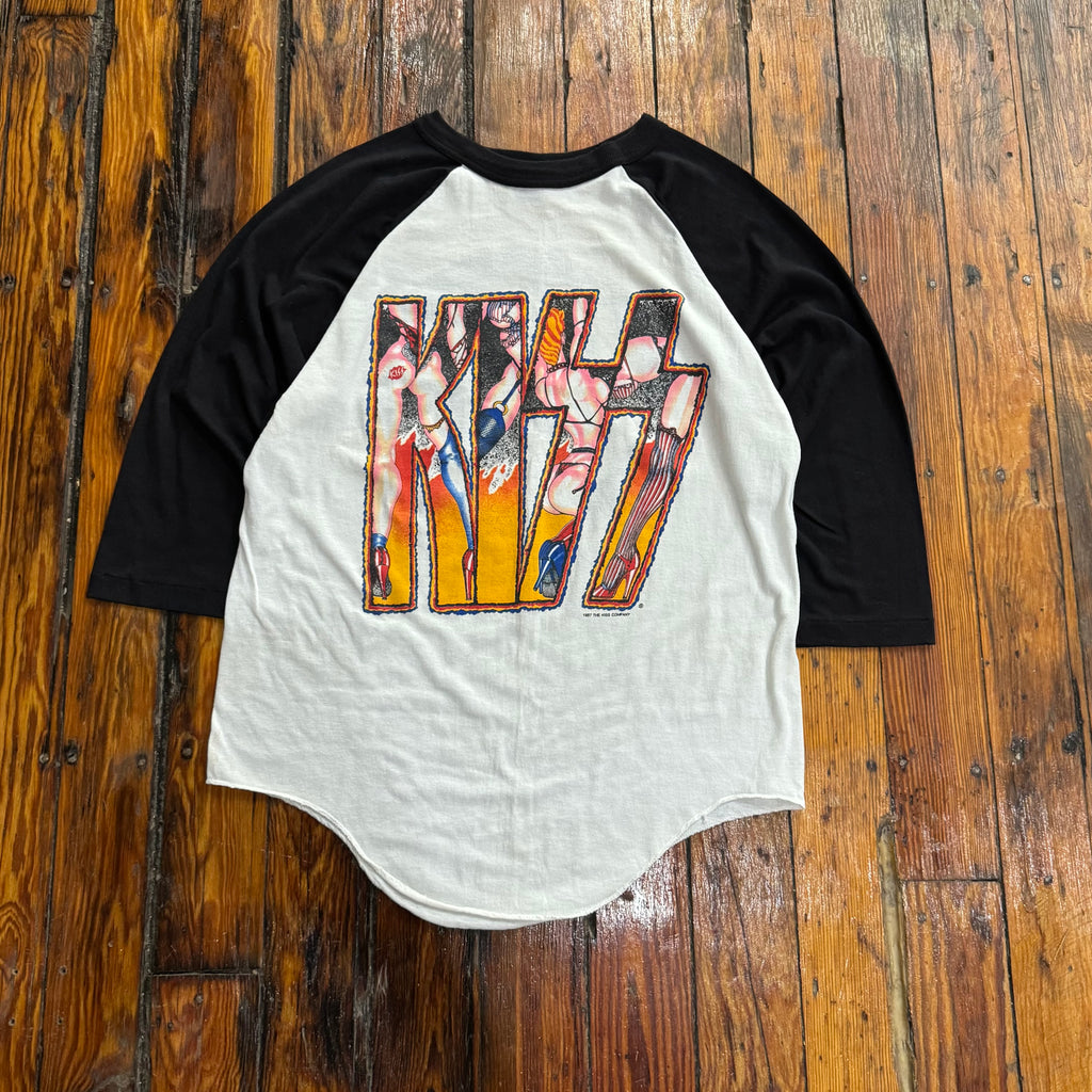 Vintage 80s Kiss Raglan T-shirt Sz L
