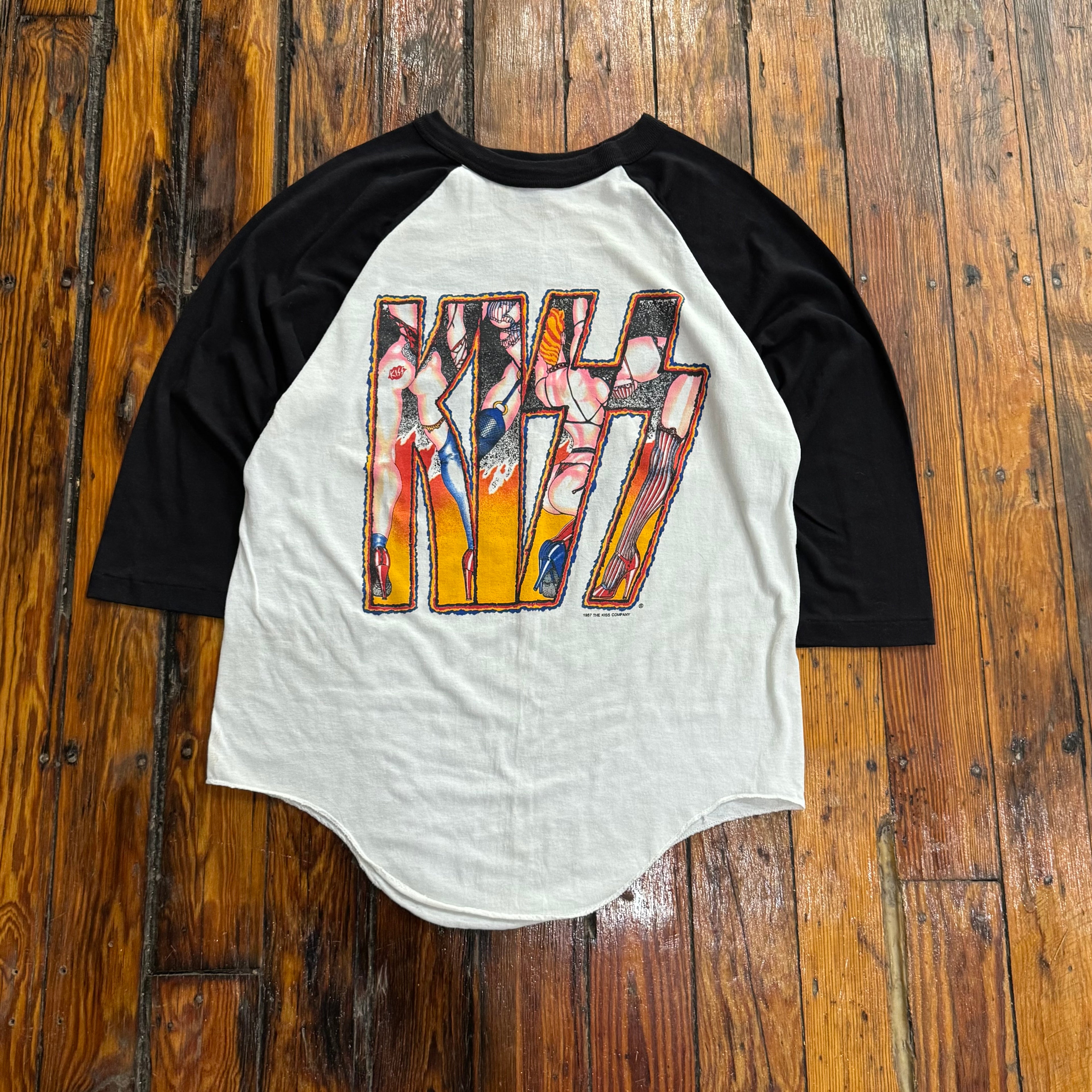 Vintage 80s Kiss Raglan T-shirt Sz L