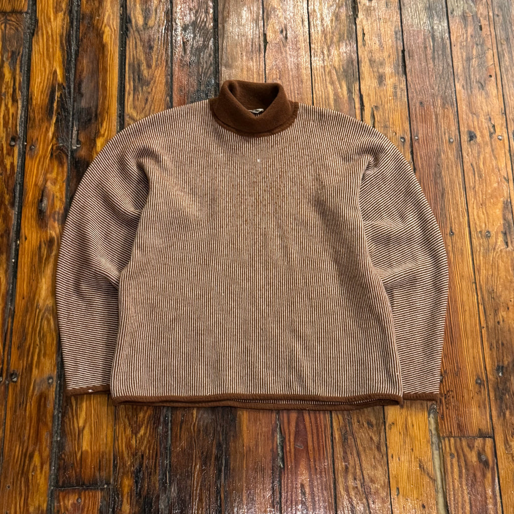 Vintage Beige Brown Striped  Sweater Sz M