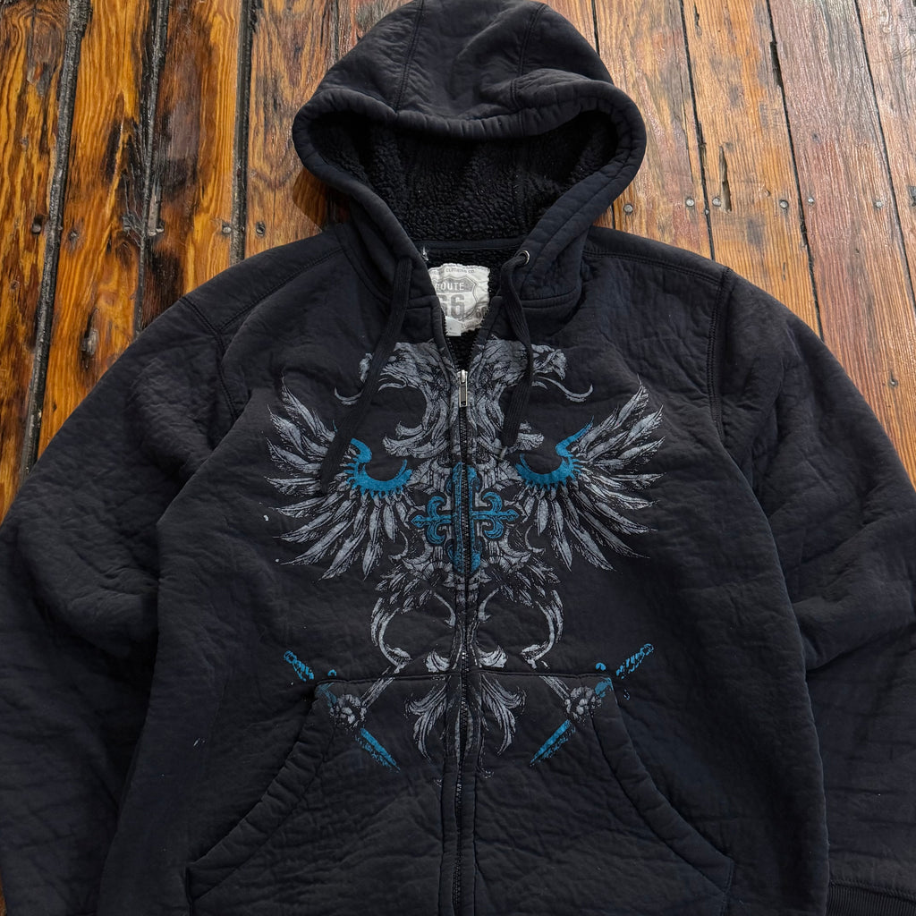 Y2K Route 66 Zip-Up Hoodie Sz M