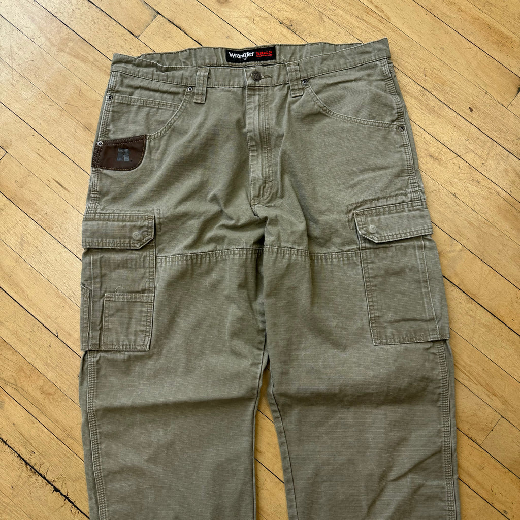 Vintage Olive Wrangler Riggs Cargo Pants Sz 36x34