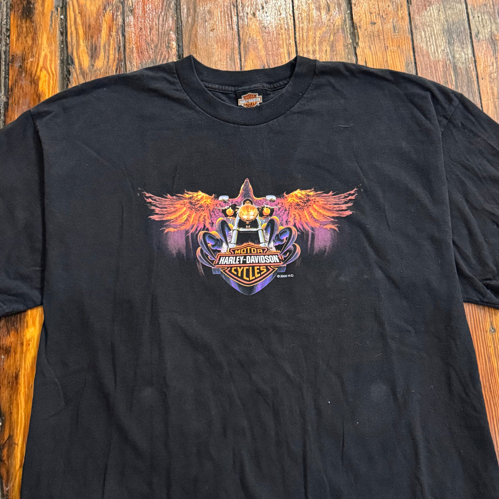 Vintage Harley Davidson Flame Bike T-shirt Sz XXL