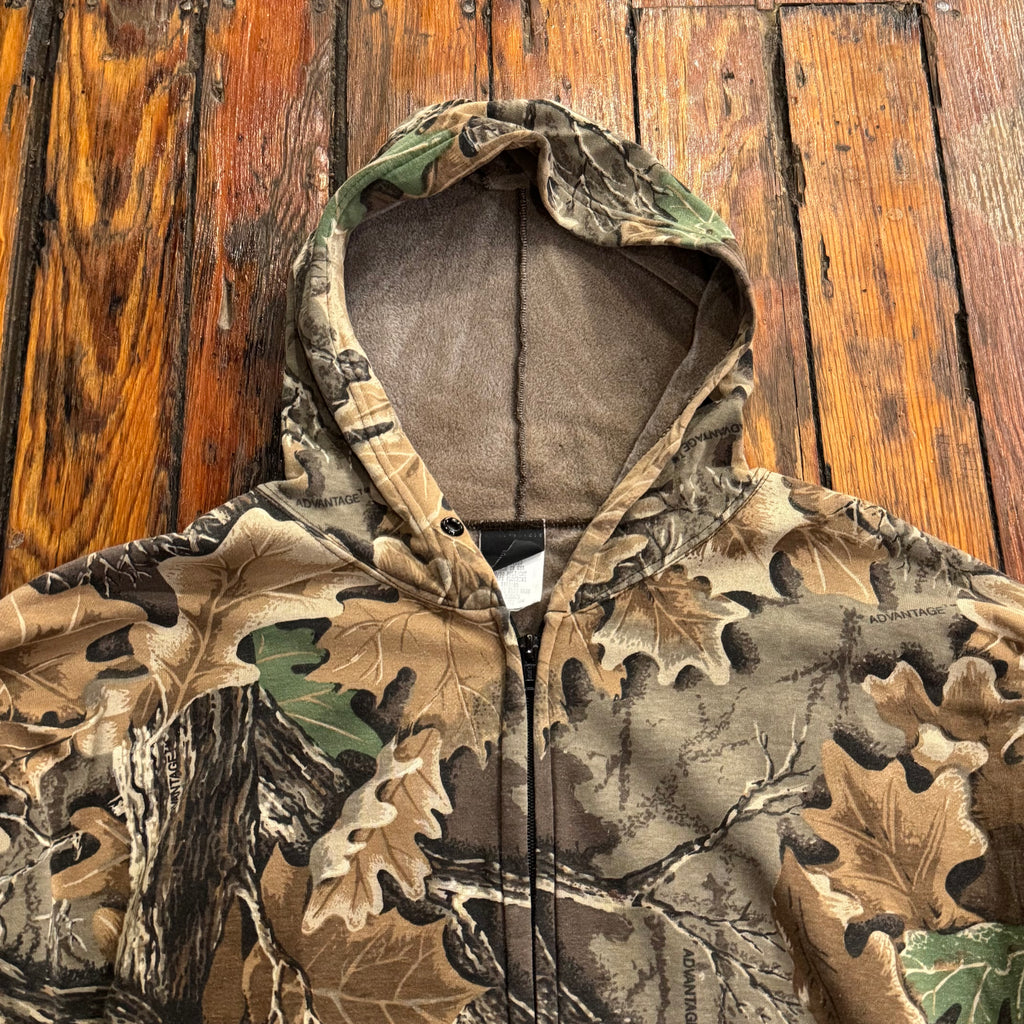 Vintage Camo Zip-Up Hoodie Sz L