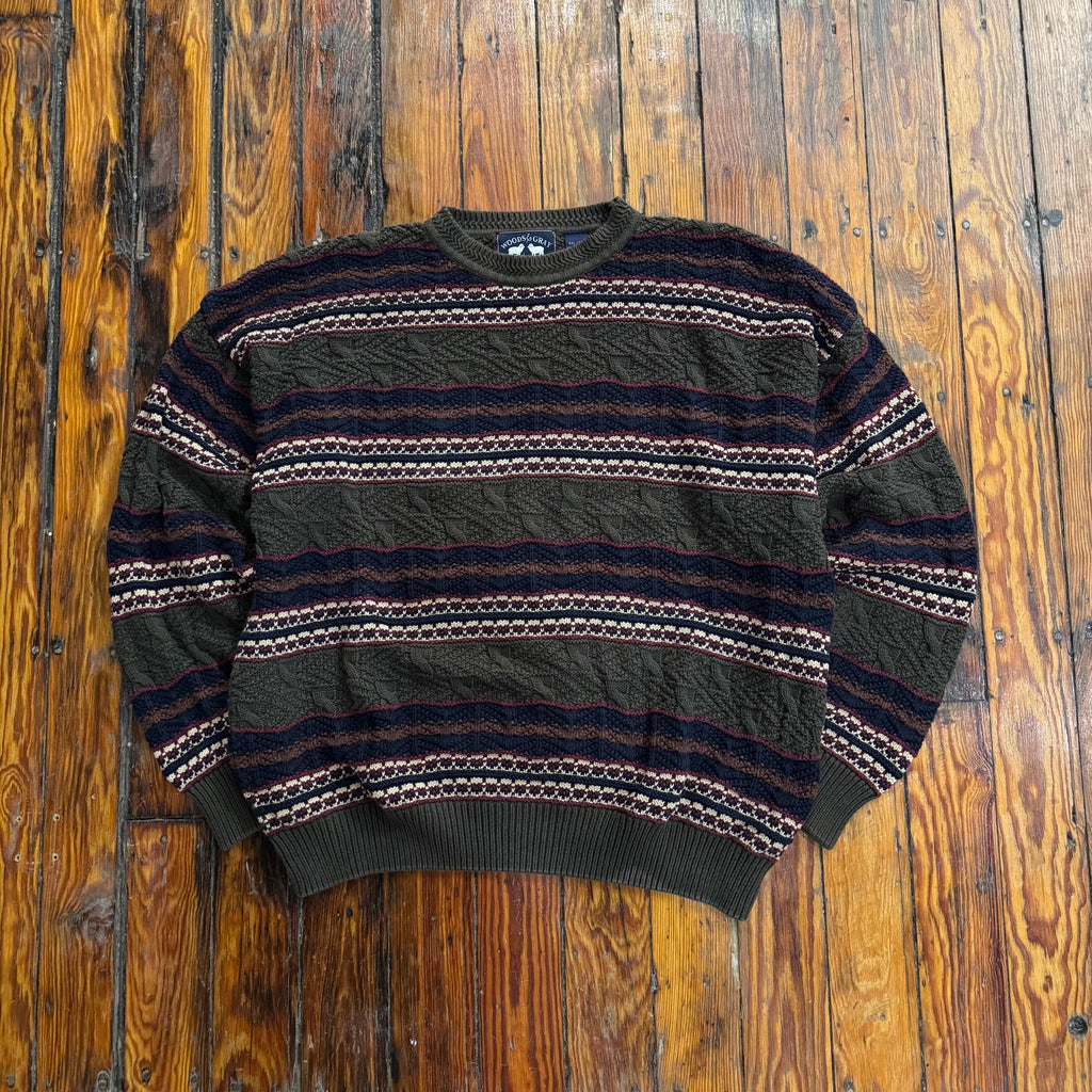 Vintage Woods & Gray Knitted Sweater Sz XL