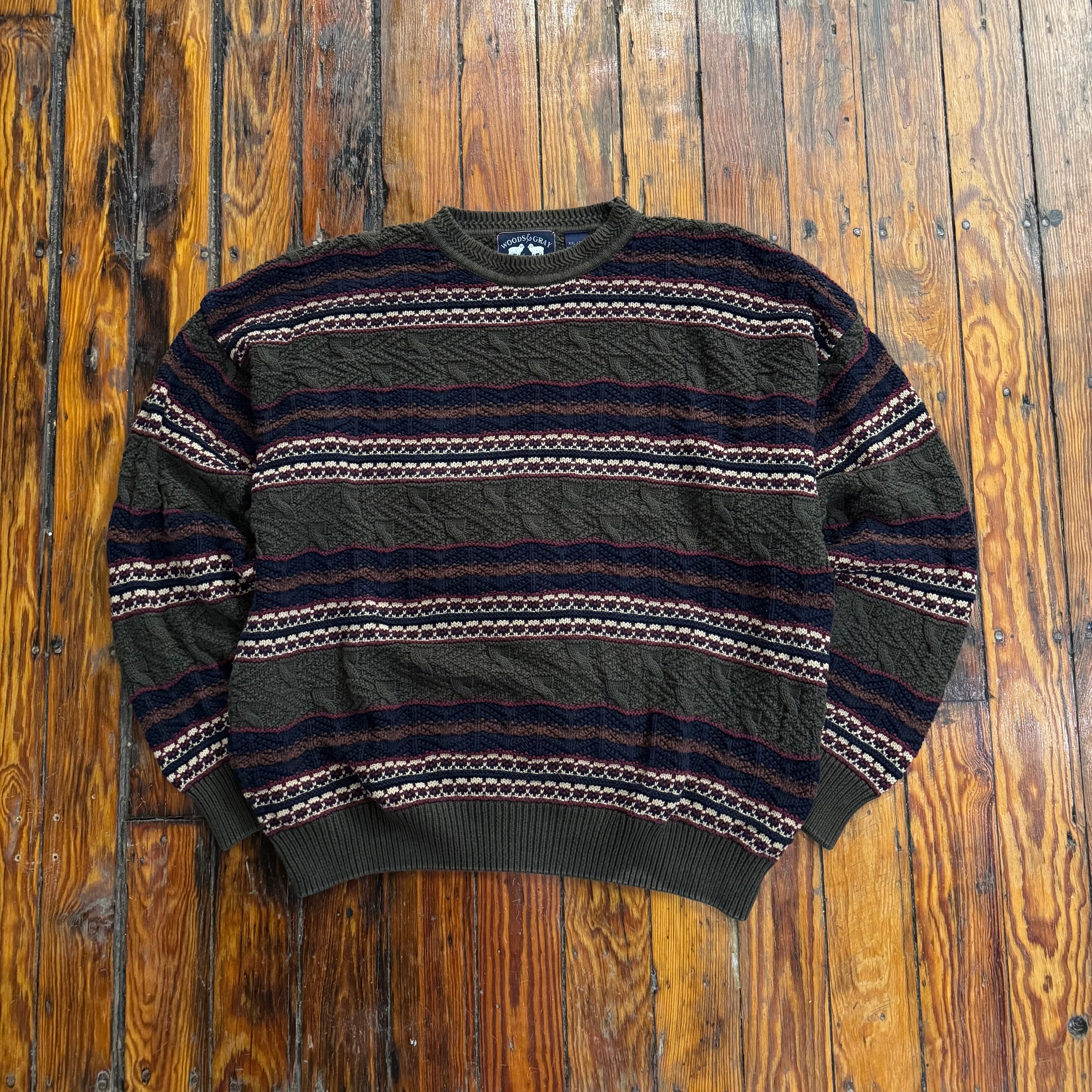 Vintage Woods & Gray Knitted Sweater Sz XL