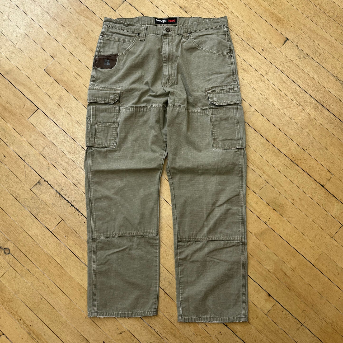 Vintage Olive Wrangler Riggs Cargo Pants Sz 36x34